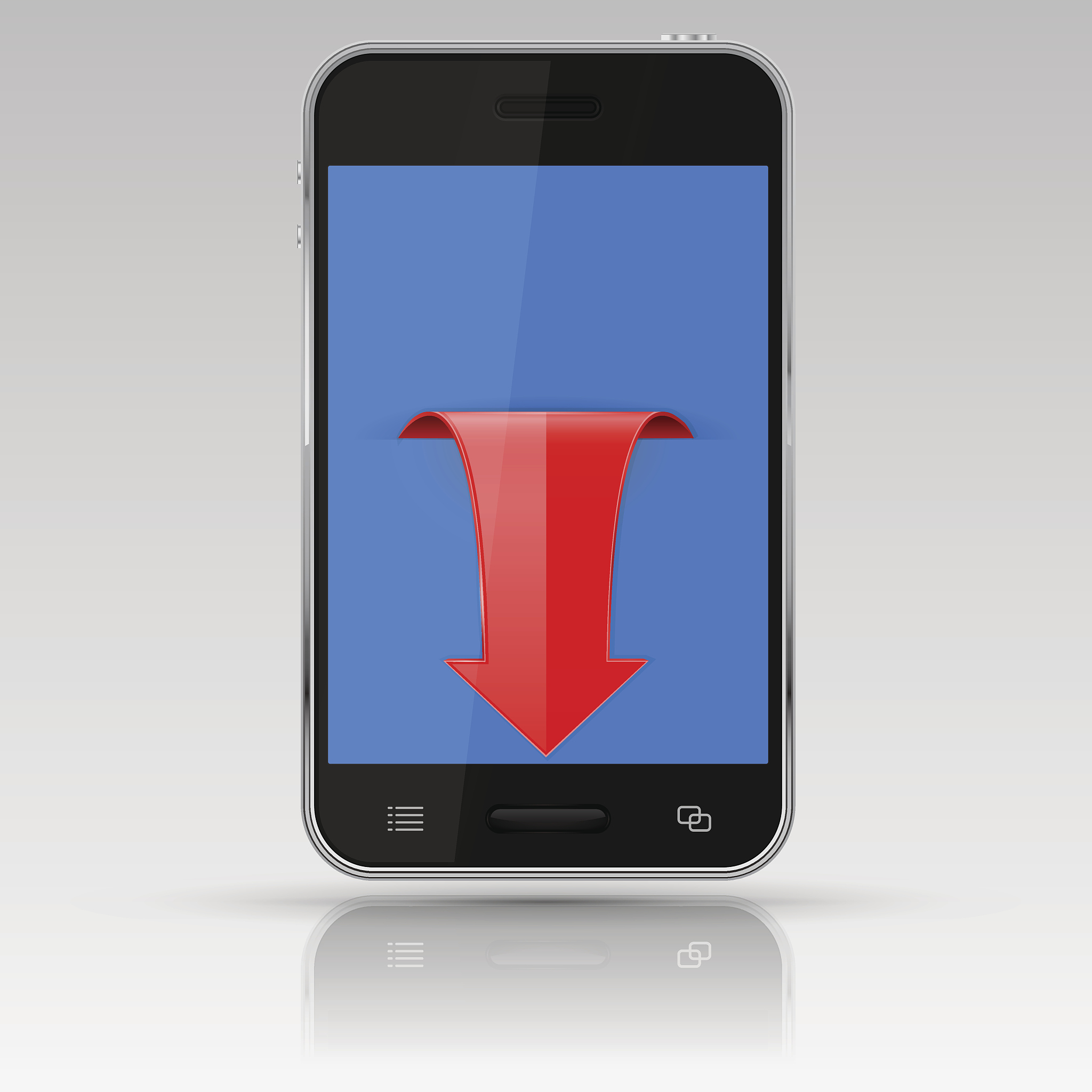 smartphone with red arrow on screen