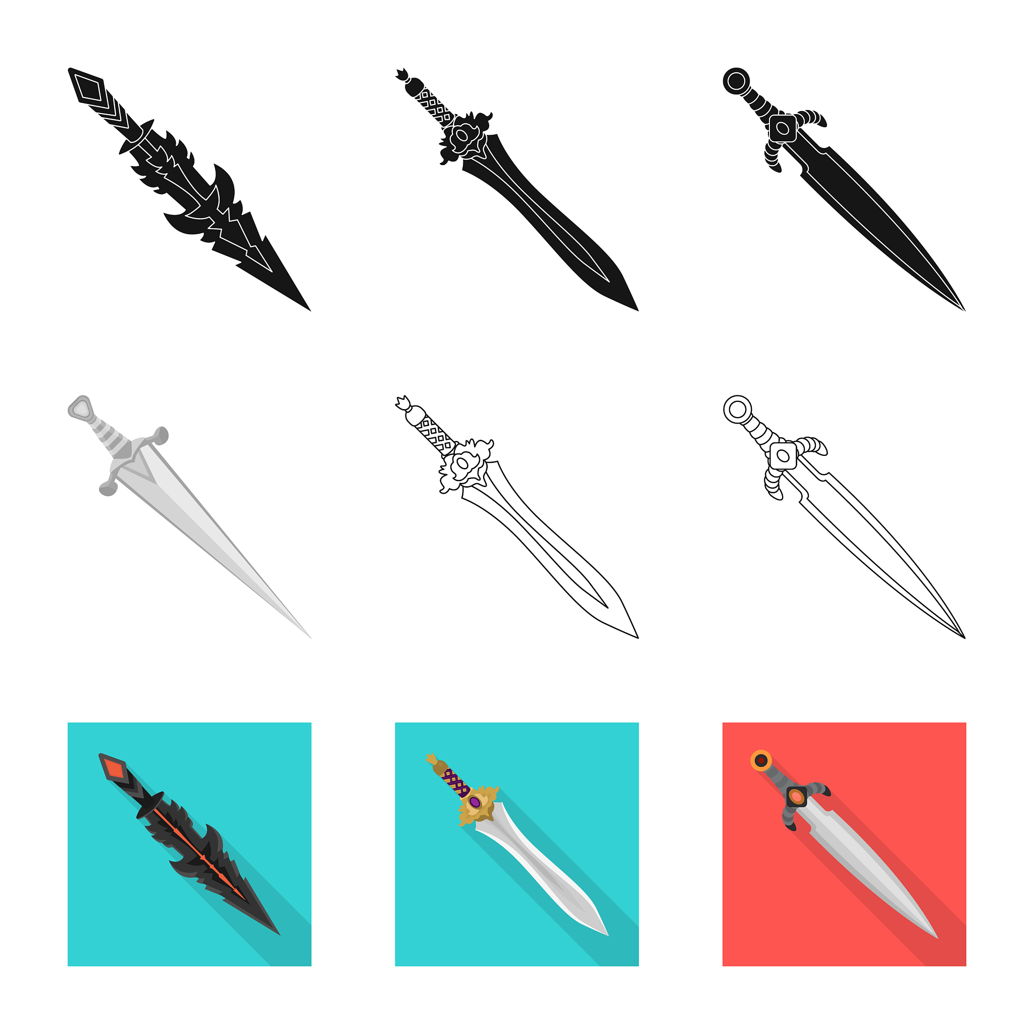 isolated object game and armor sign set of