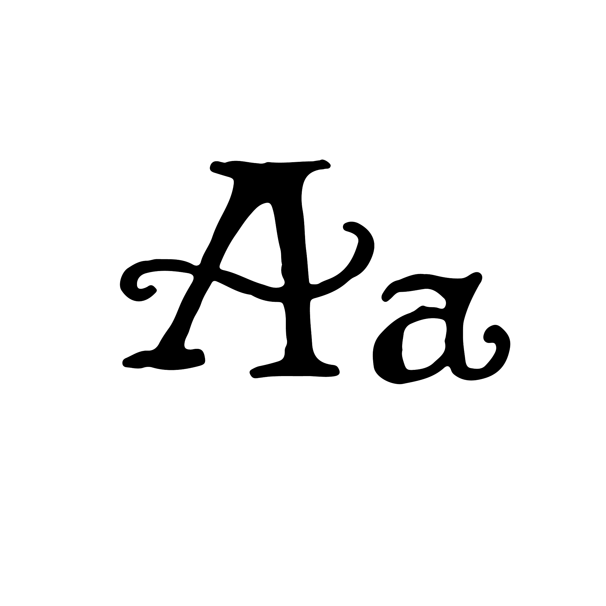 letter a handwritten by dry brush rough strokes