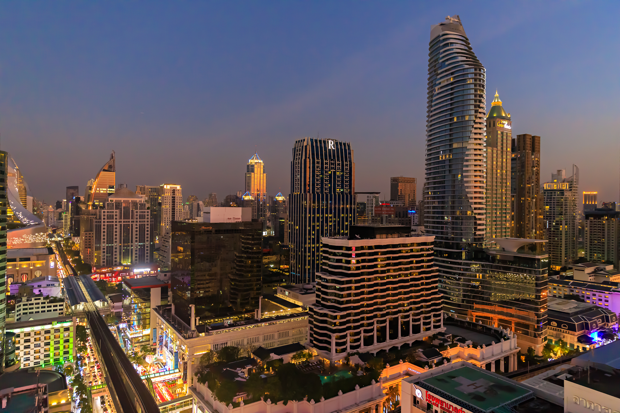 bangkok, thailand at dusk