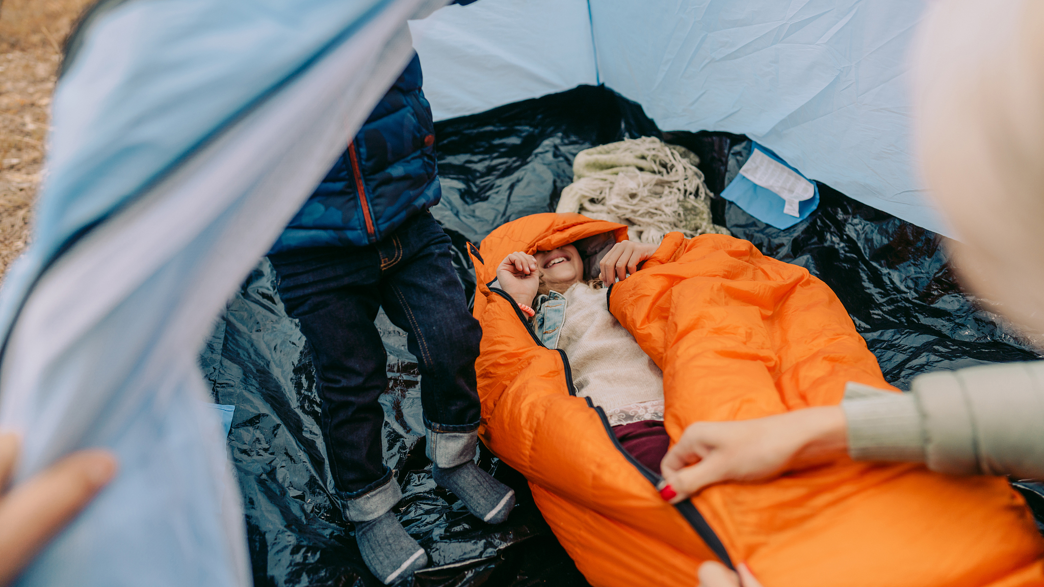 testing the sleeping bag