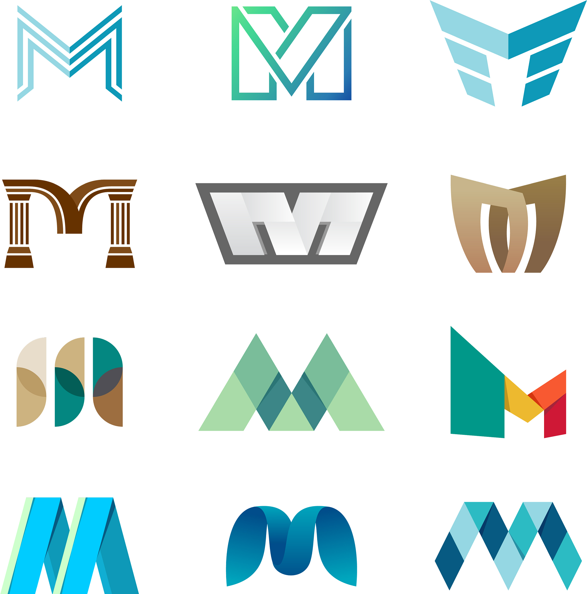 letter m logo set color icon templates design