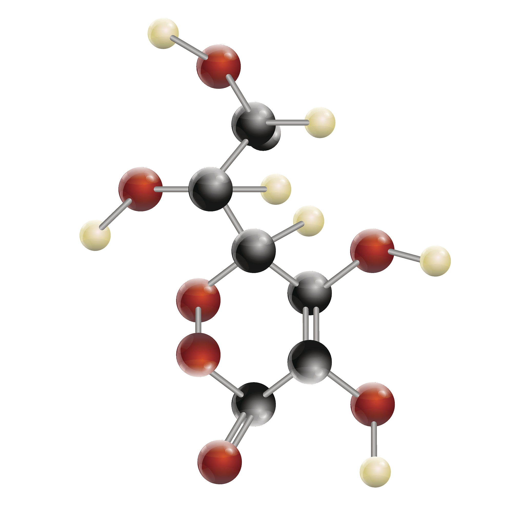 ascorbic acid, ascorbate molecule, structural chemical formula a