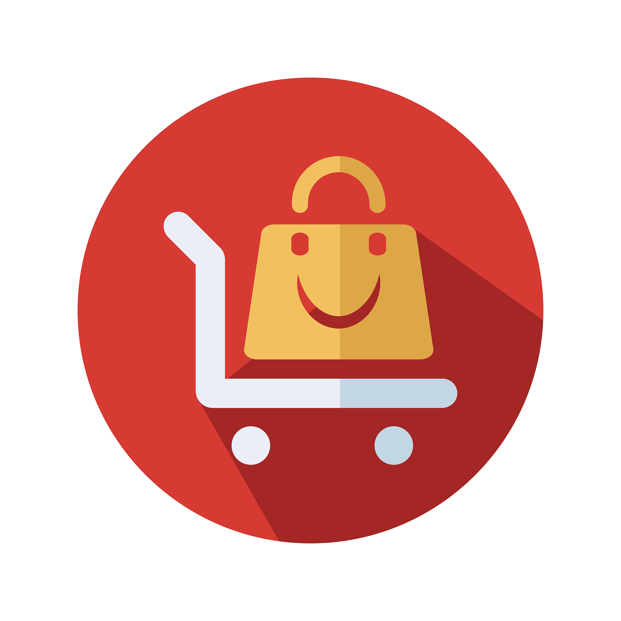 trolley with shopping bag flat vector icon - ui icon vector