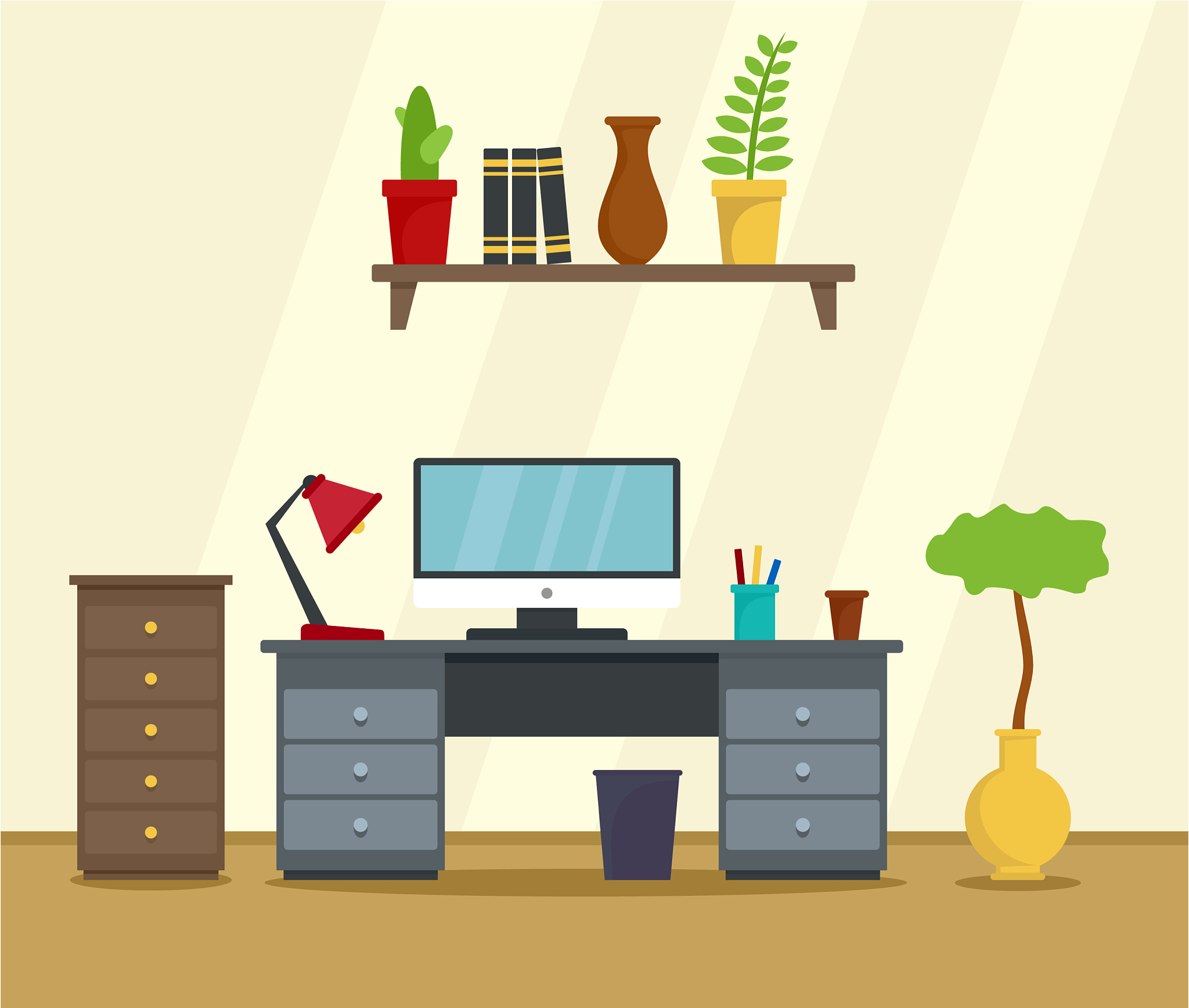 computer work place concept background flat style