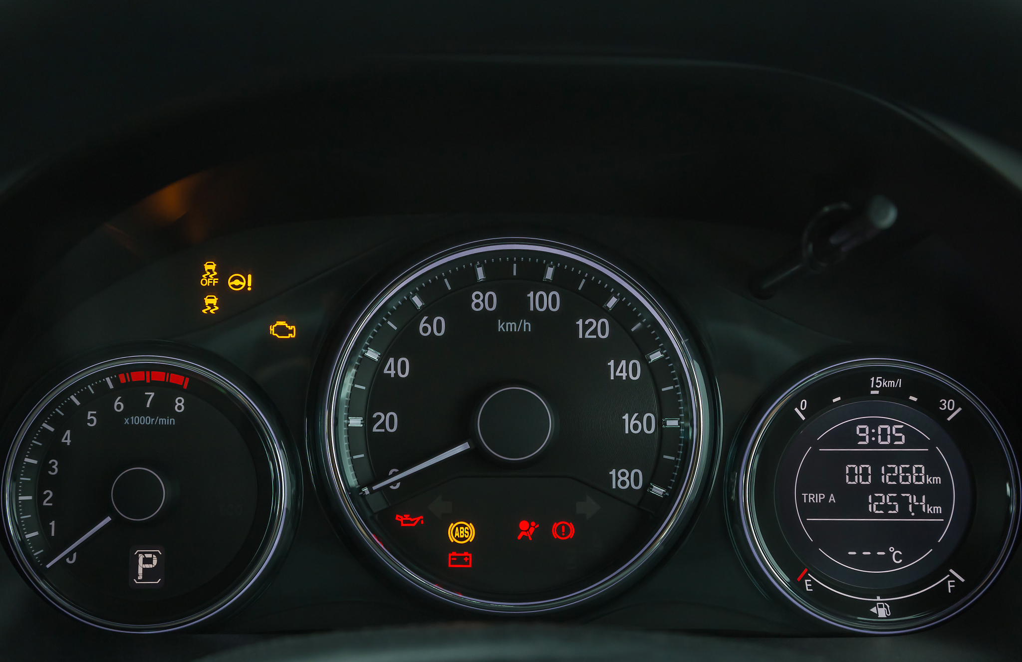 car digital speedometer dashboard display warning lamps illumina