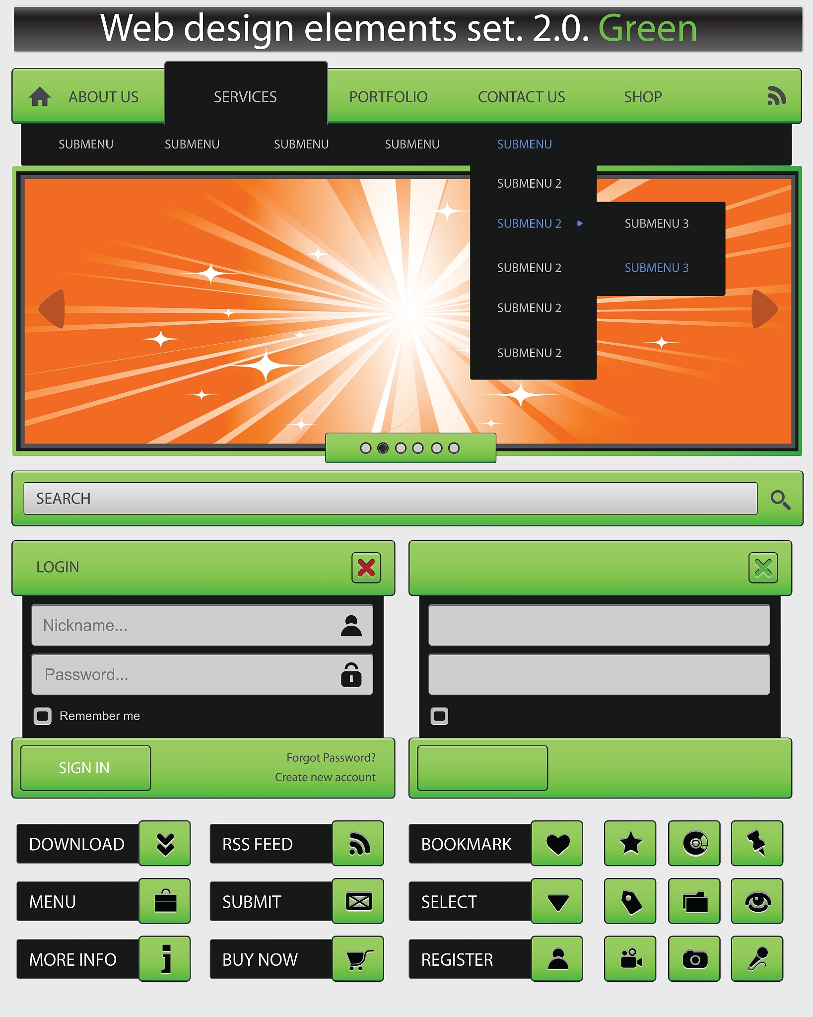 creative web design elements set