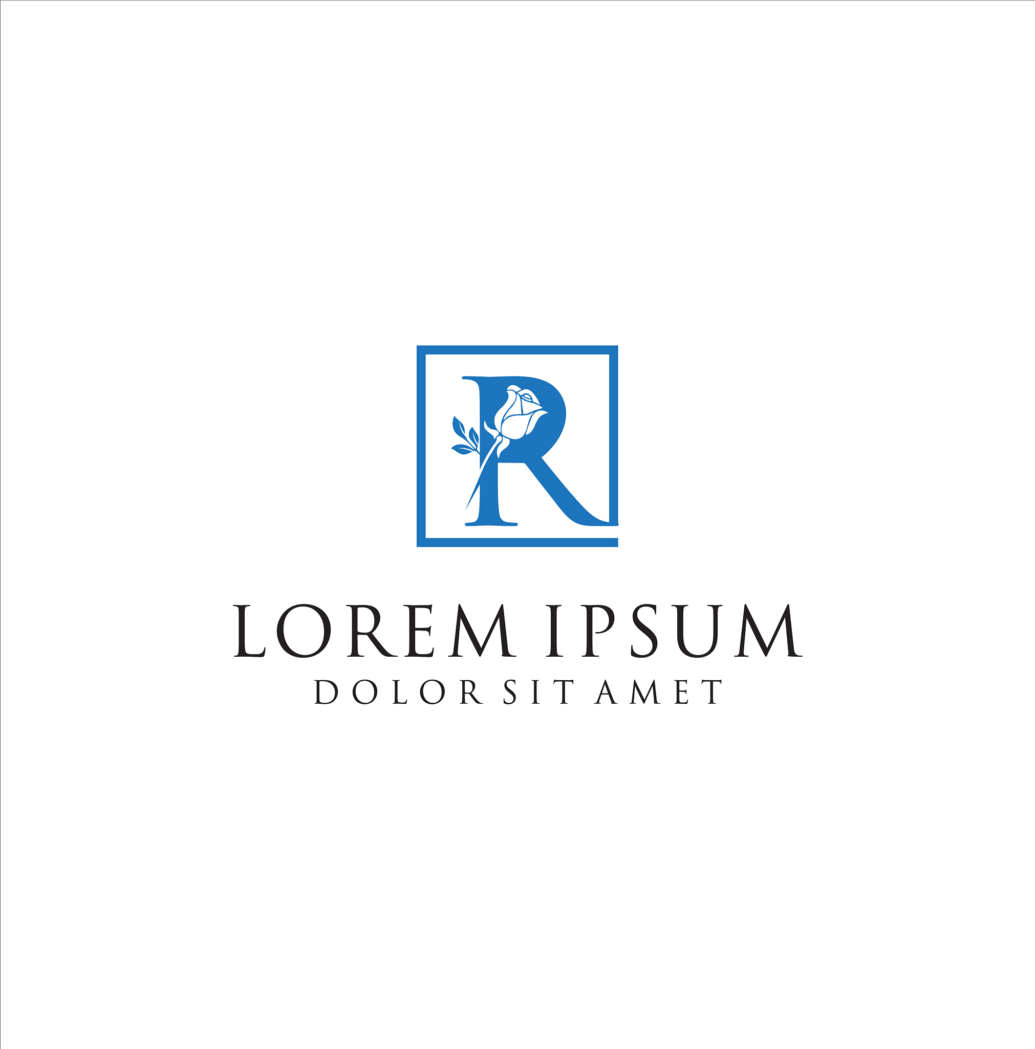 letter r rose logo design stock