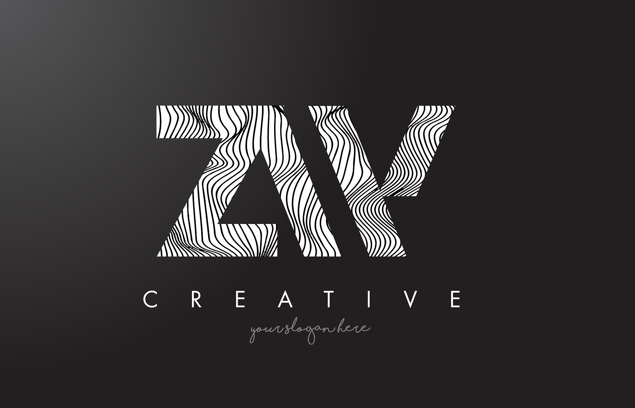 zw z w letter logo with zebra lines texture