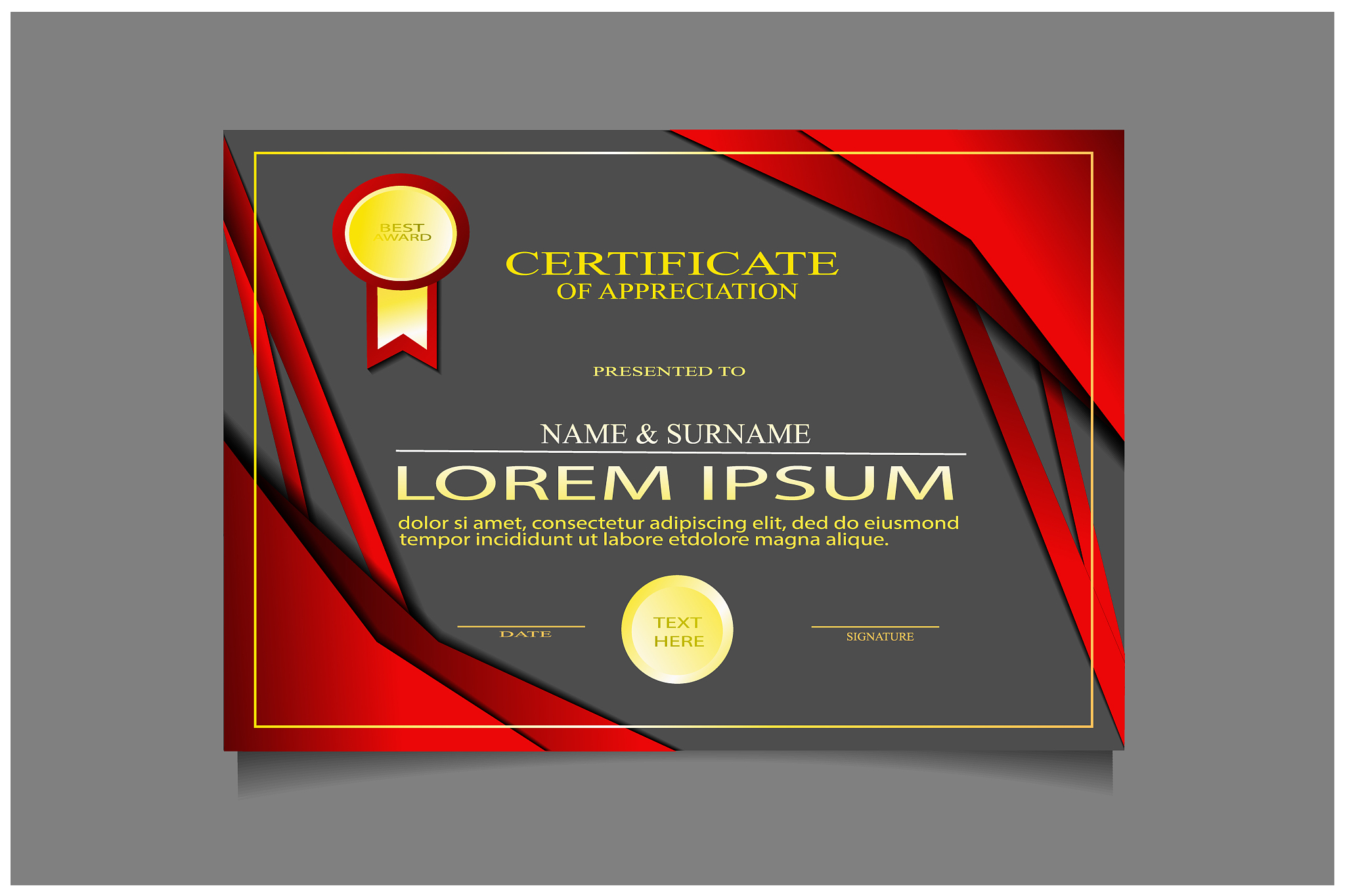 creative luxury certificate of appretiation award template with 