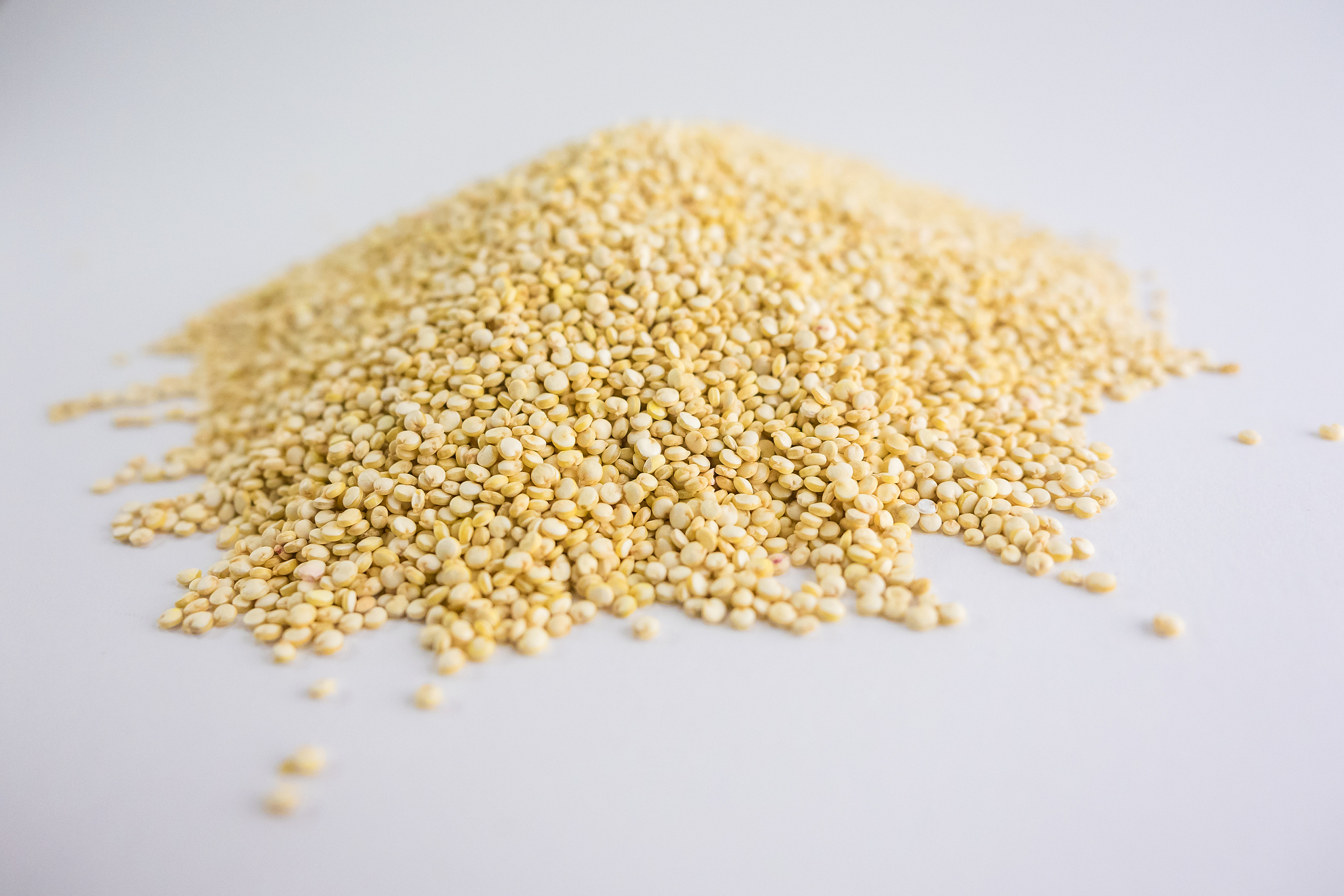 mountain of quinoa seeds, white background of quinoa seeds. quin