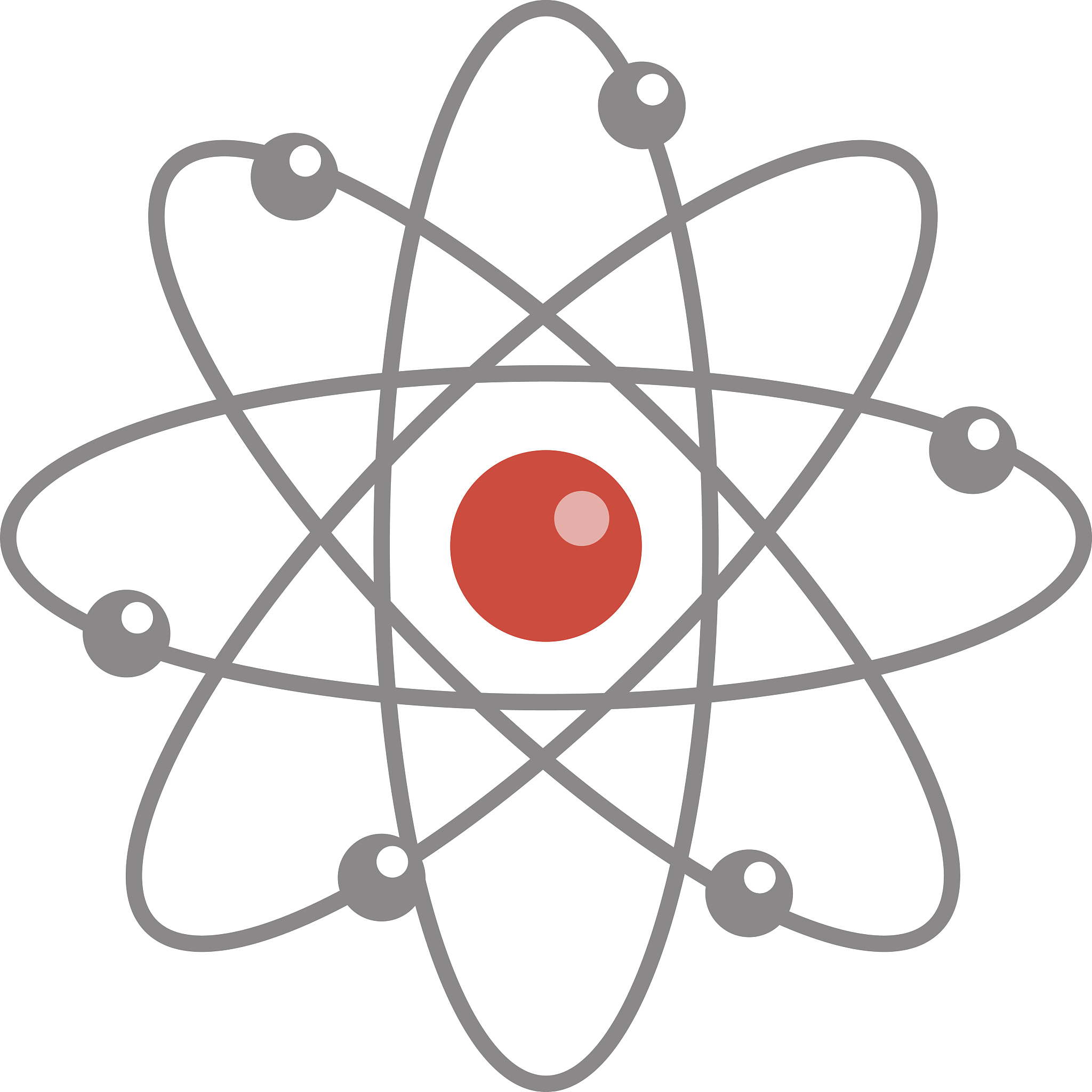 atom molecule icon, flat, cartoon style. isolated on white backg