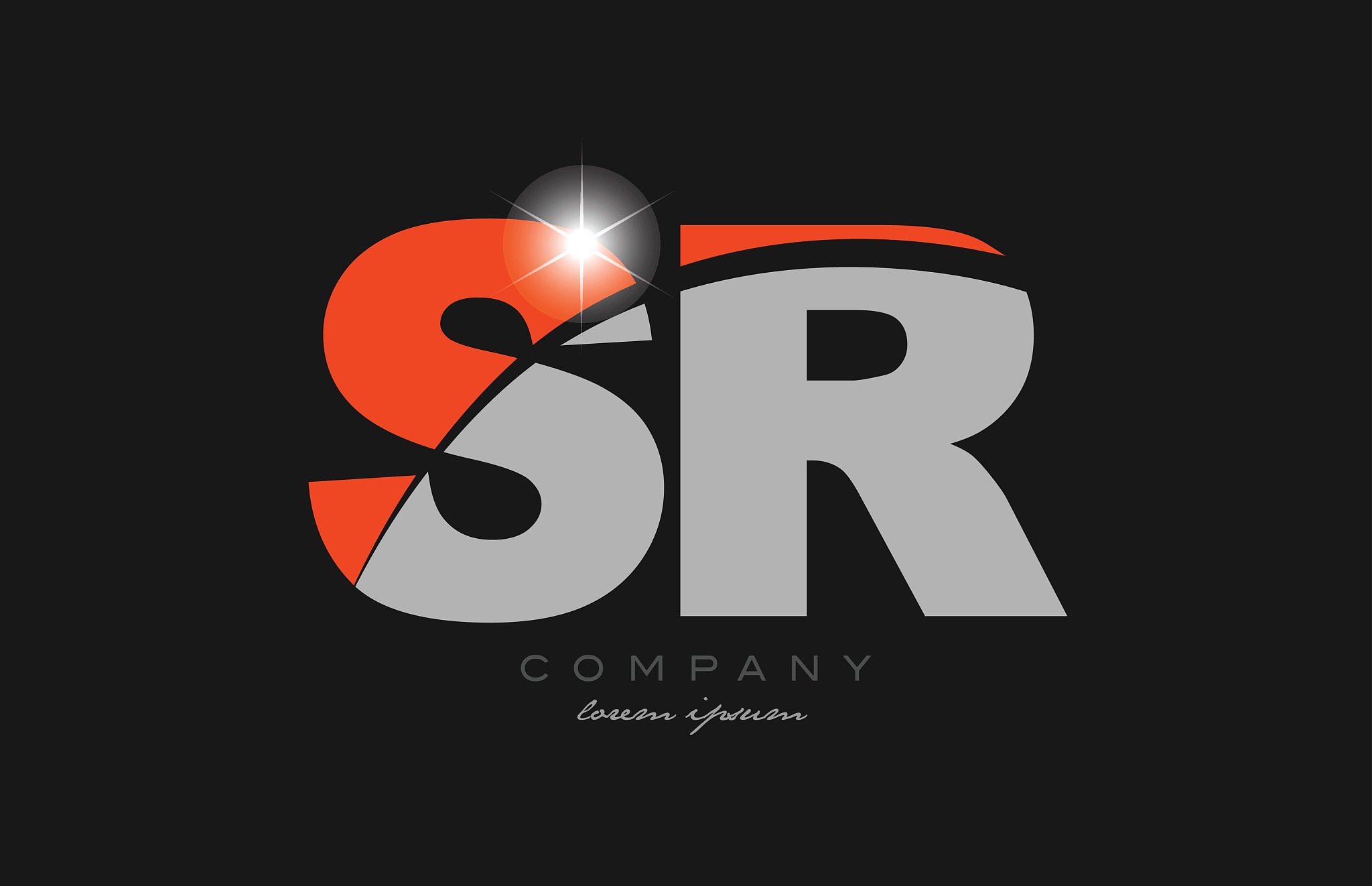 combination letter sr s r in grey orange color alphabet for logo