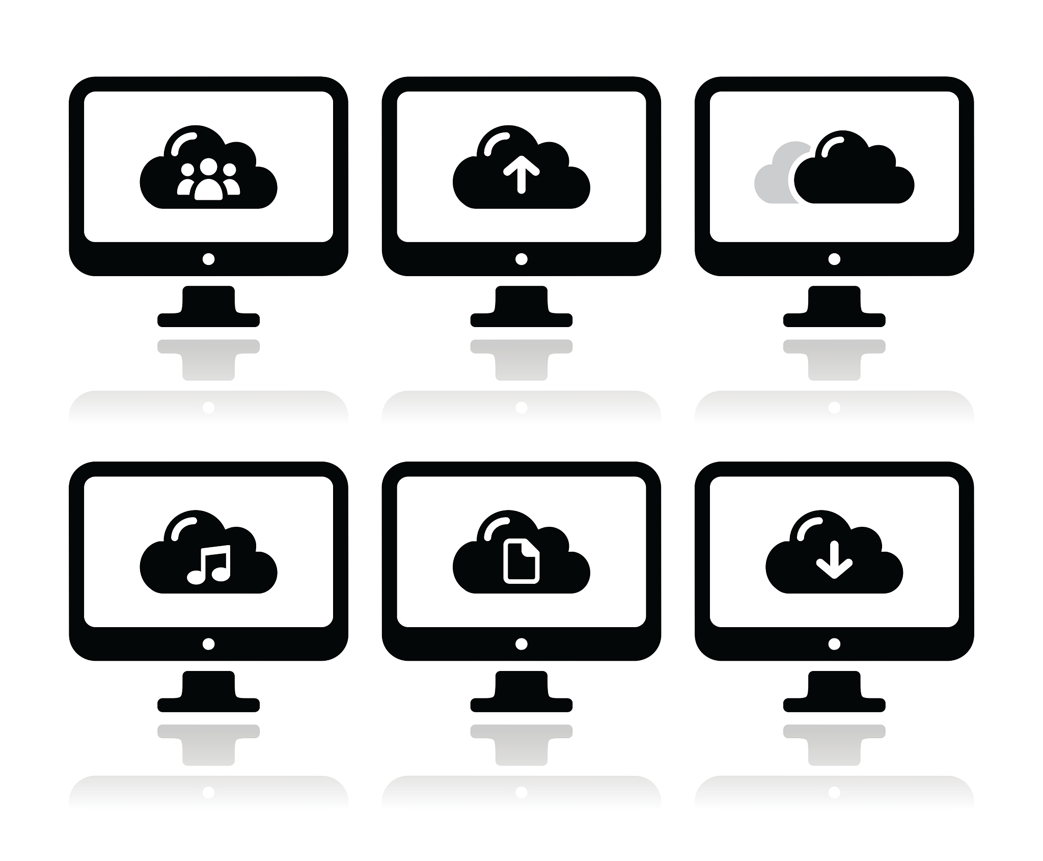 computer and cloud icons set for web
