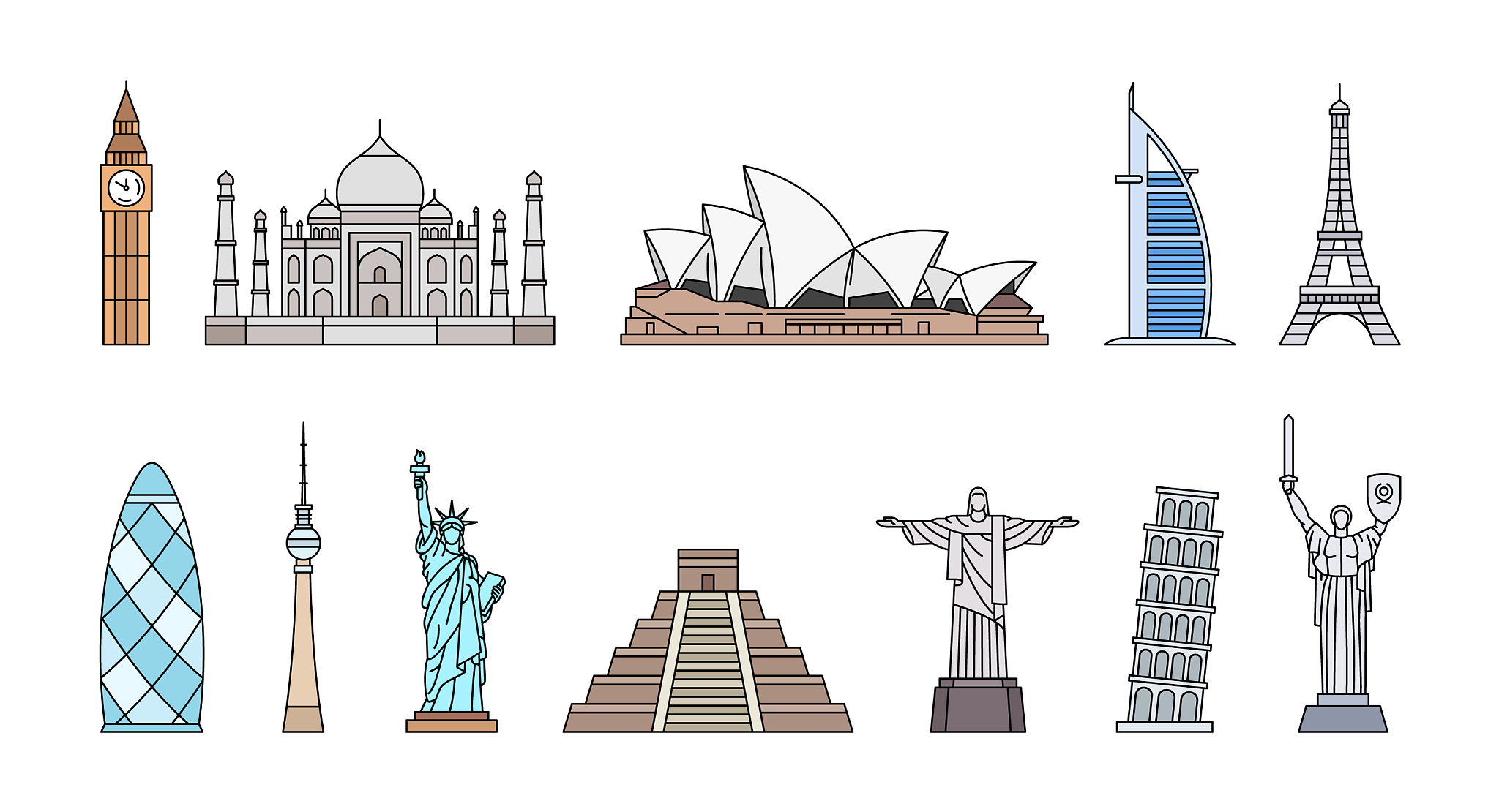 world monuments icons