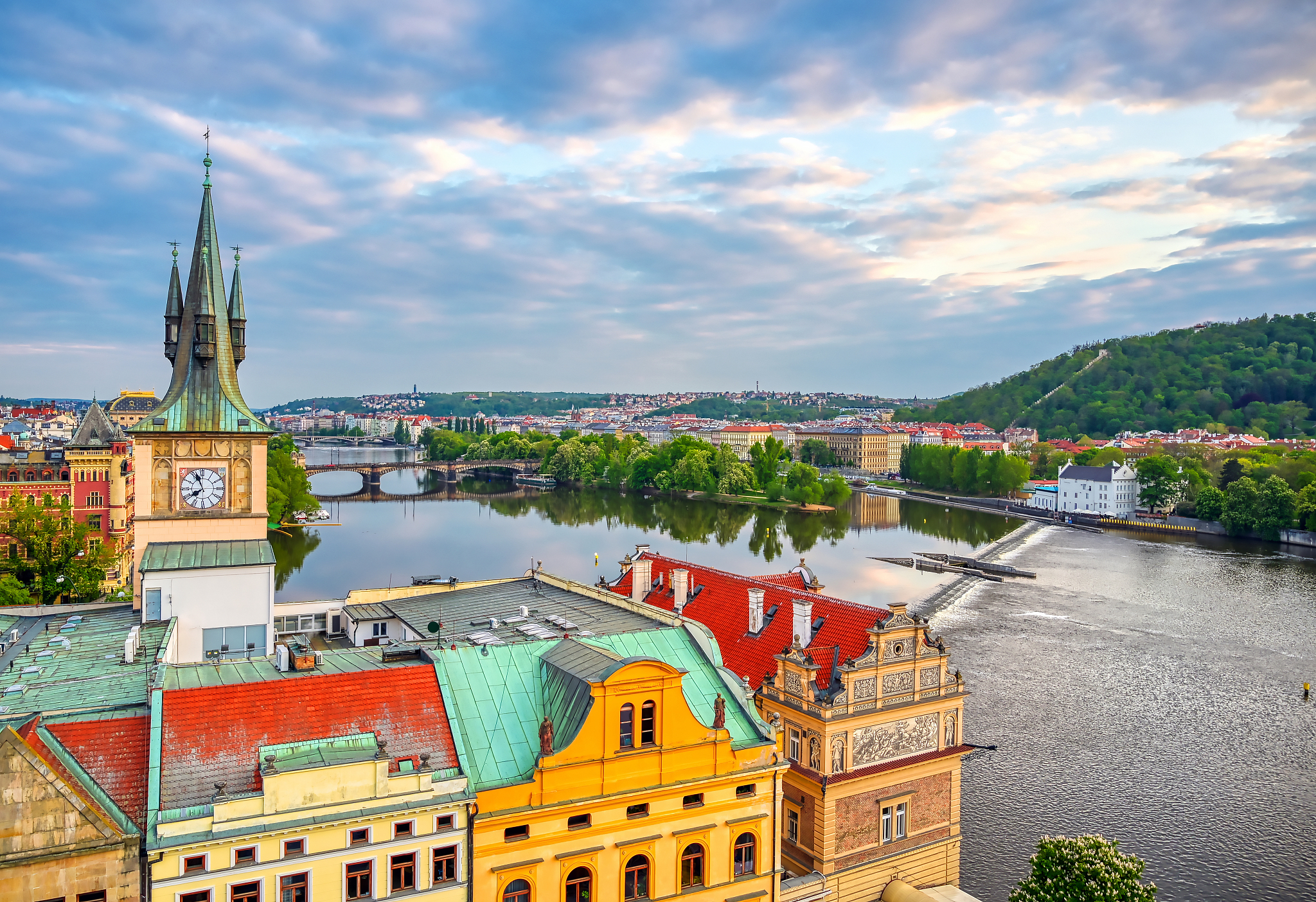 rooftops in prague, czech republic.