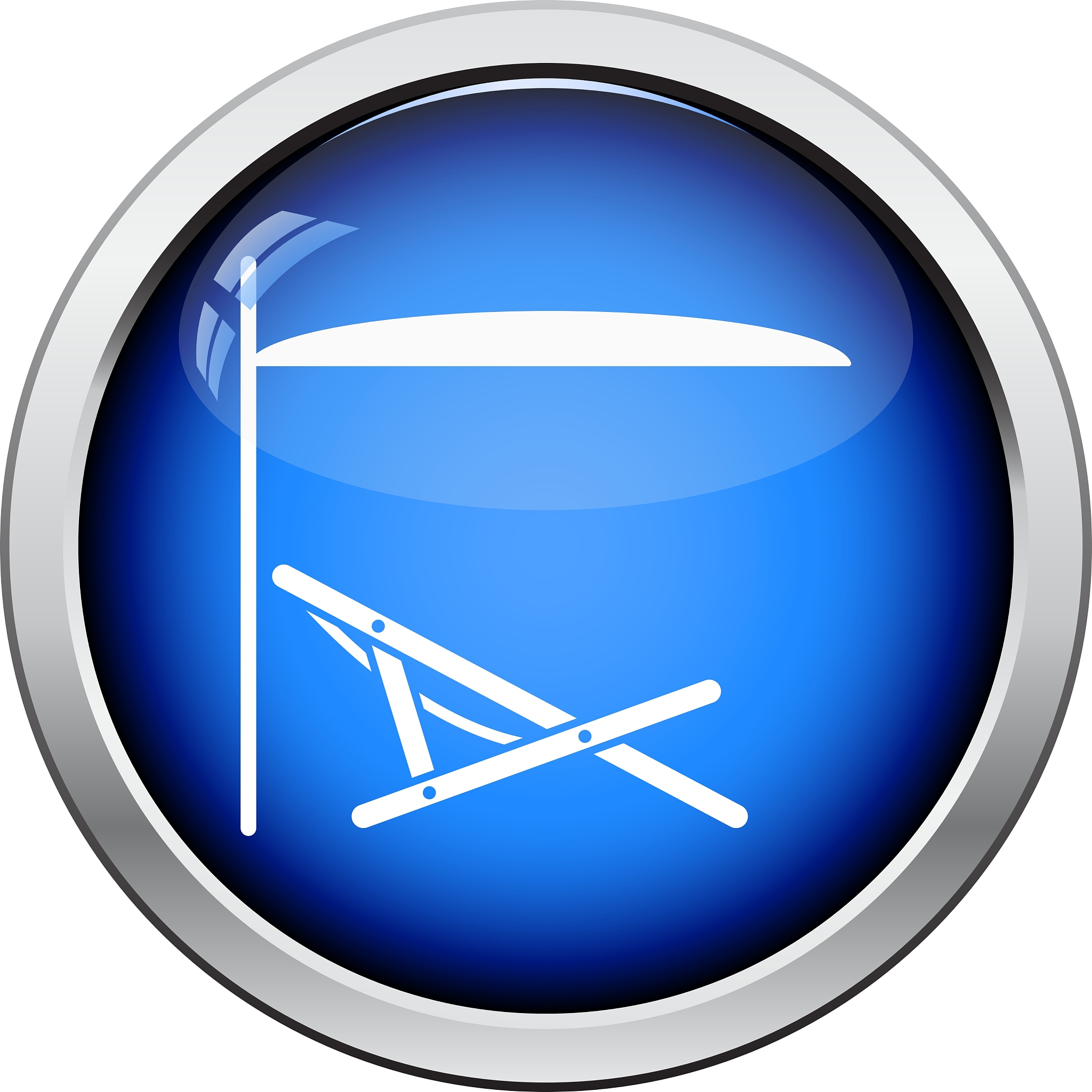sea beach recliner with umbrella icon
