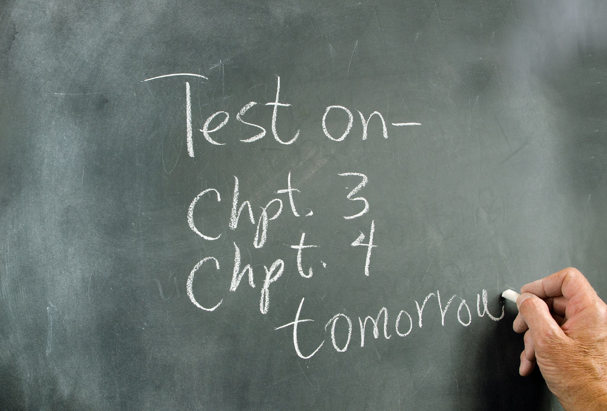 test tomorrow on school blackboard