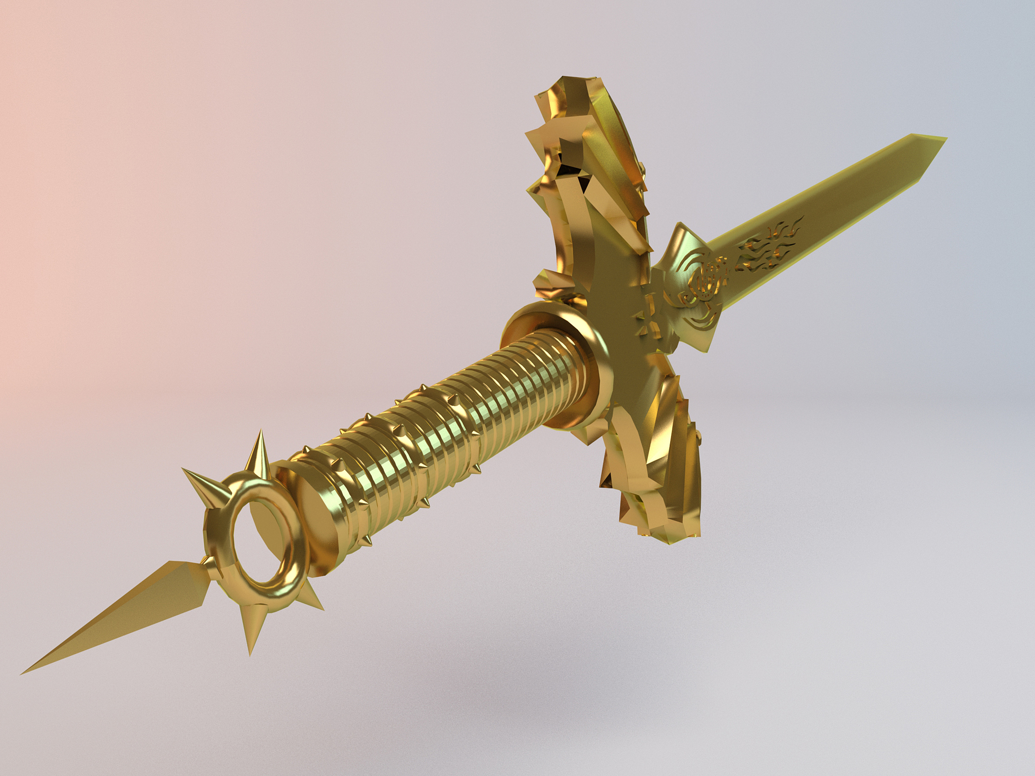 fantasy detailed 3d golden sword