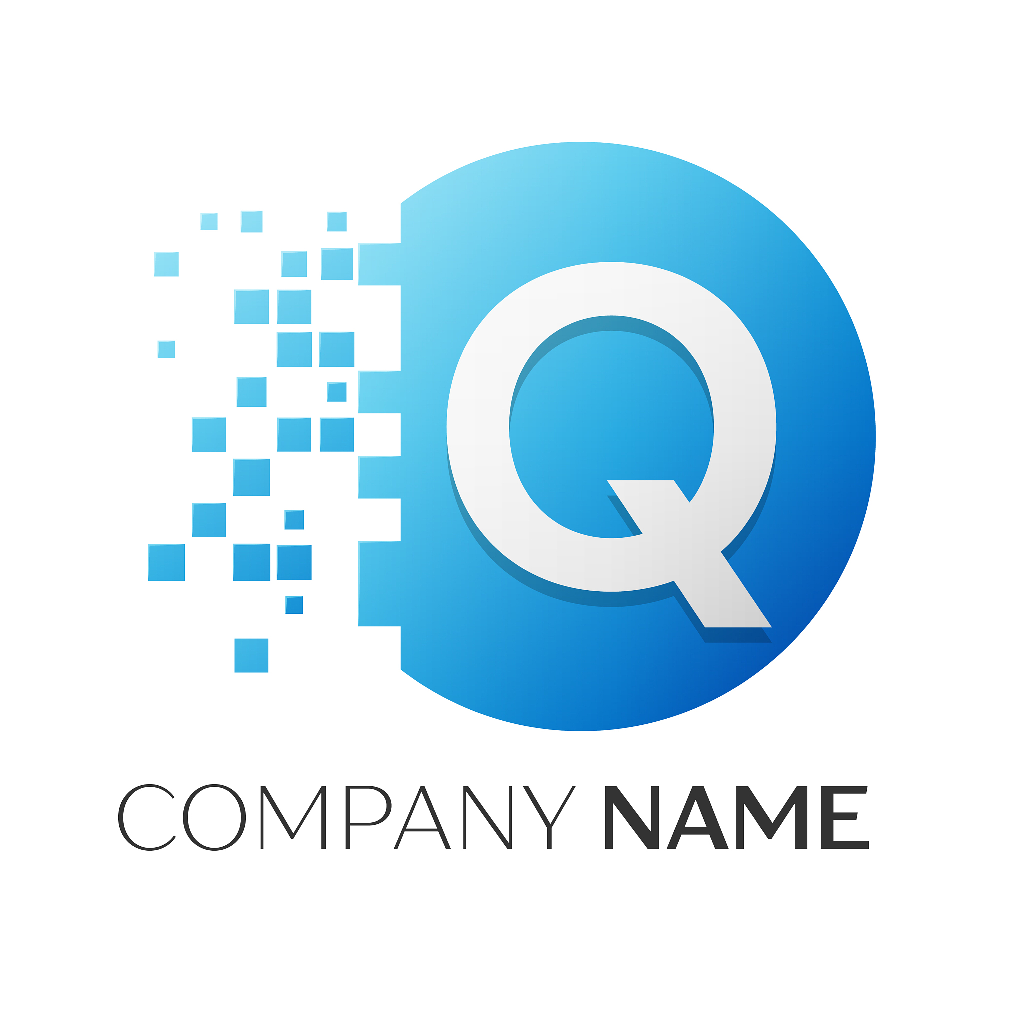 realistic letter q logo in colorful circle