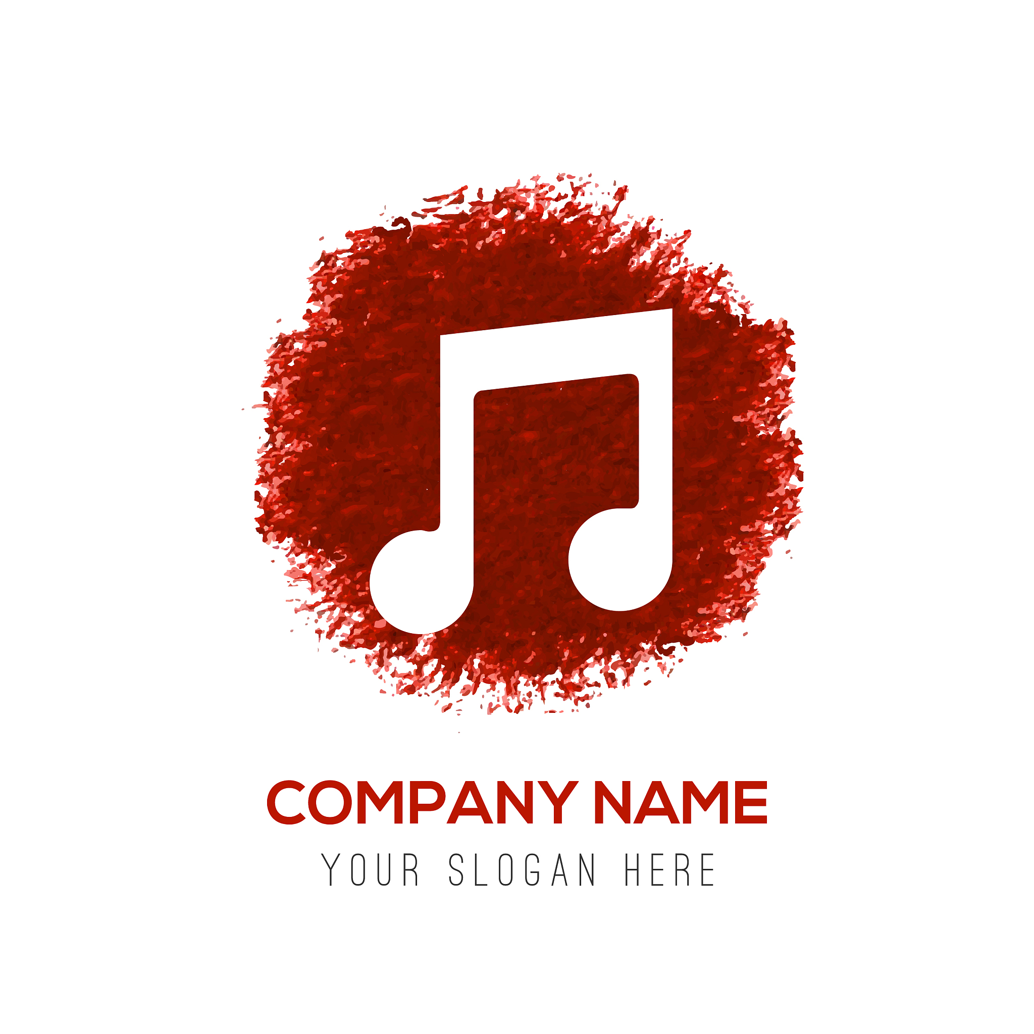 music note icon - red watercolor circle splash