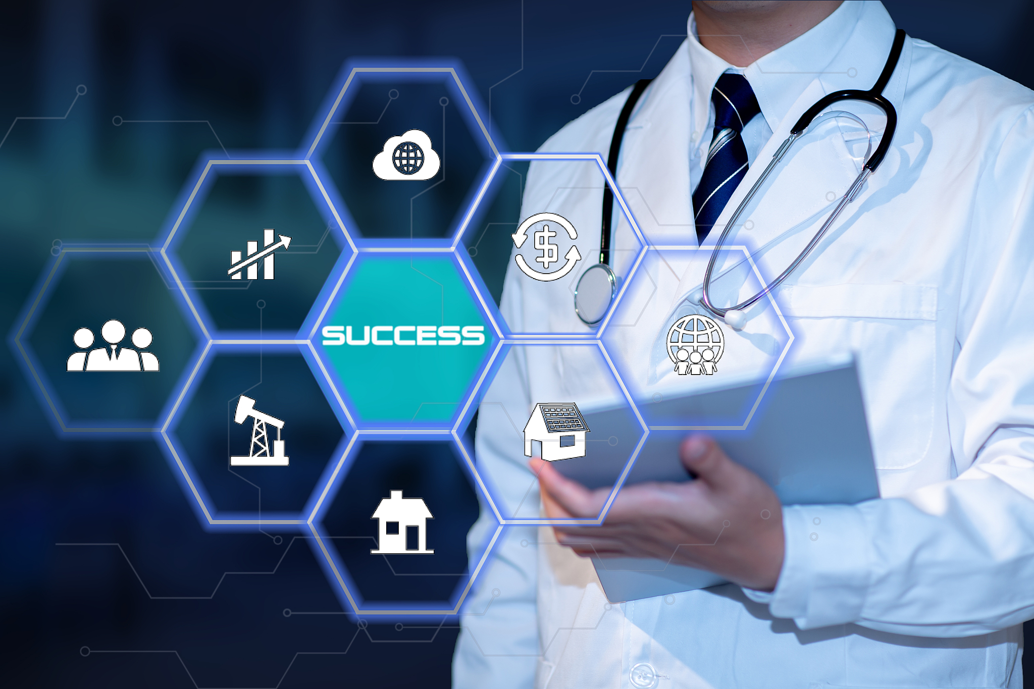 concepts of technology communication. digital medical technology