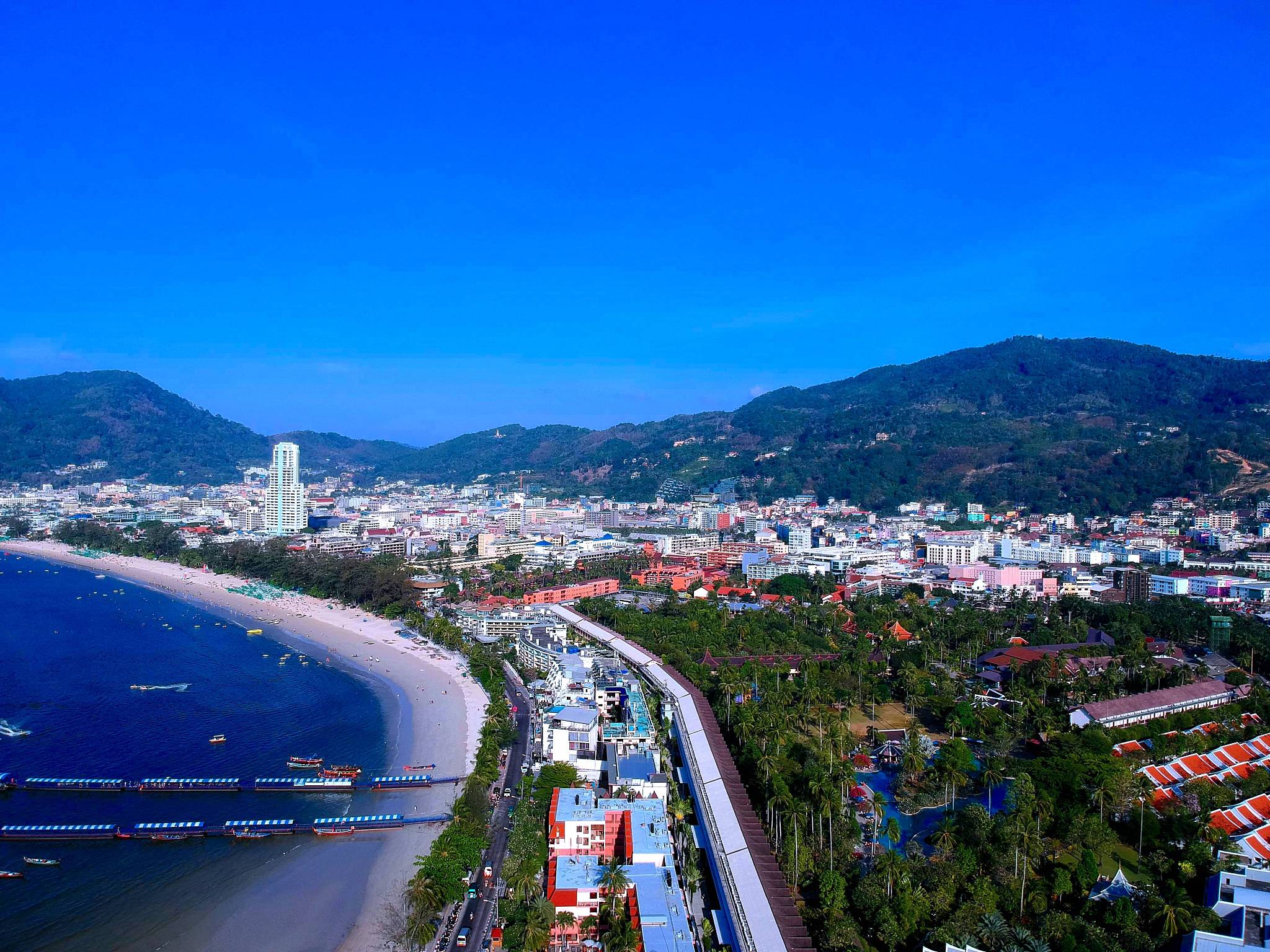 panoramic aerial view of patong beach