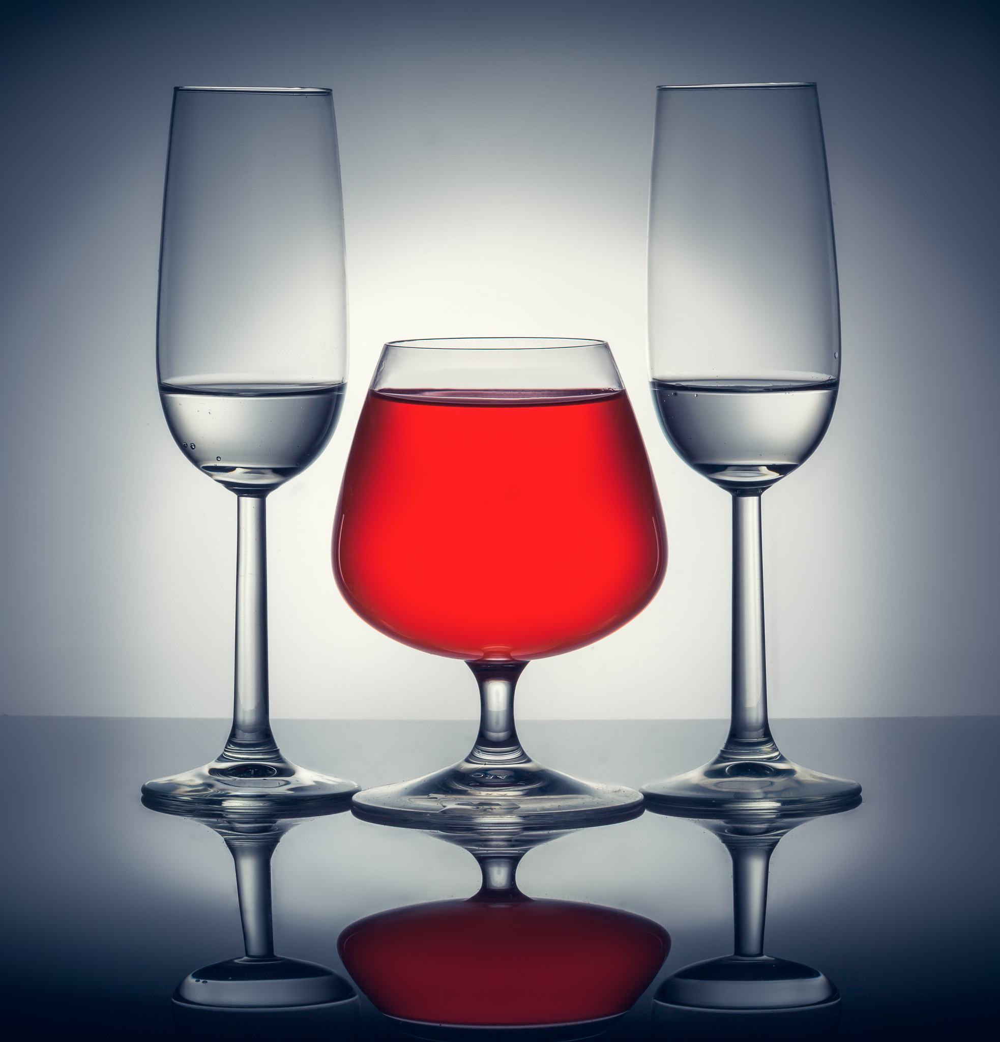 stylish composition of three glasses