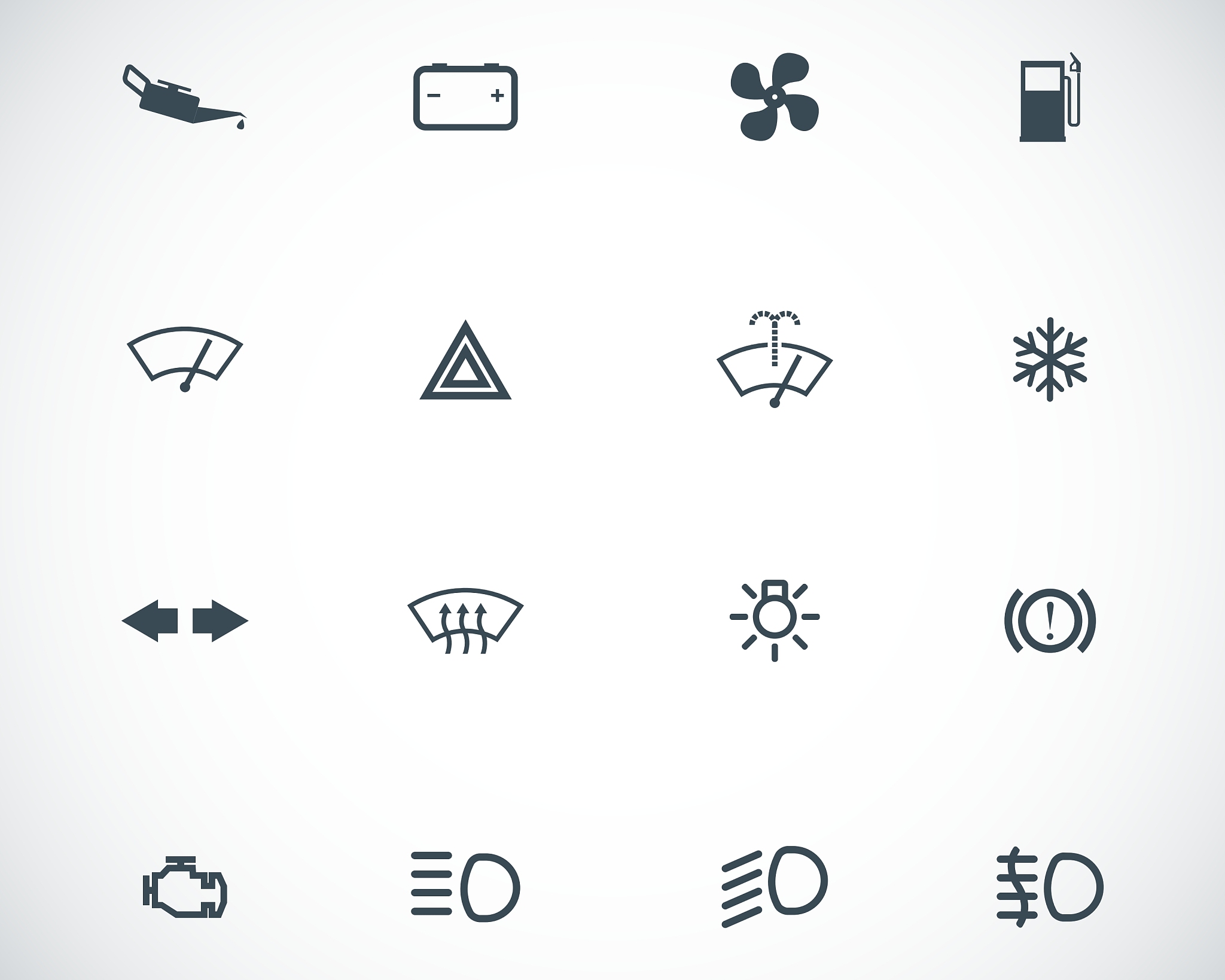 balck car dashboard icons set