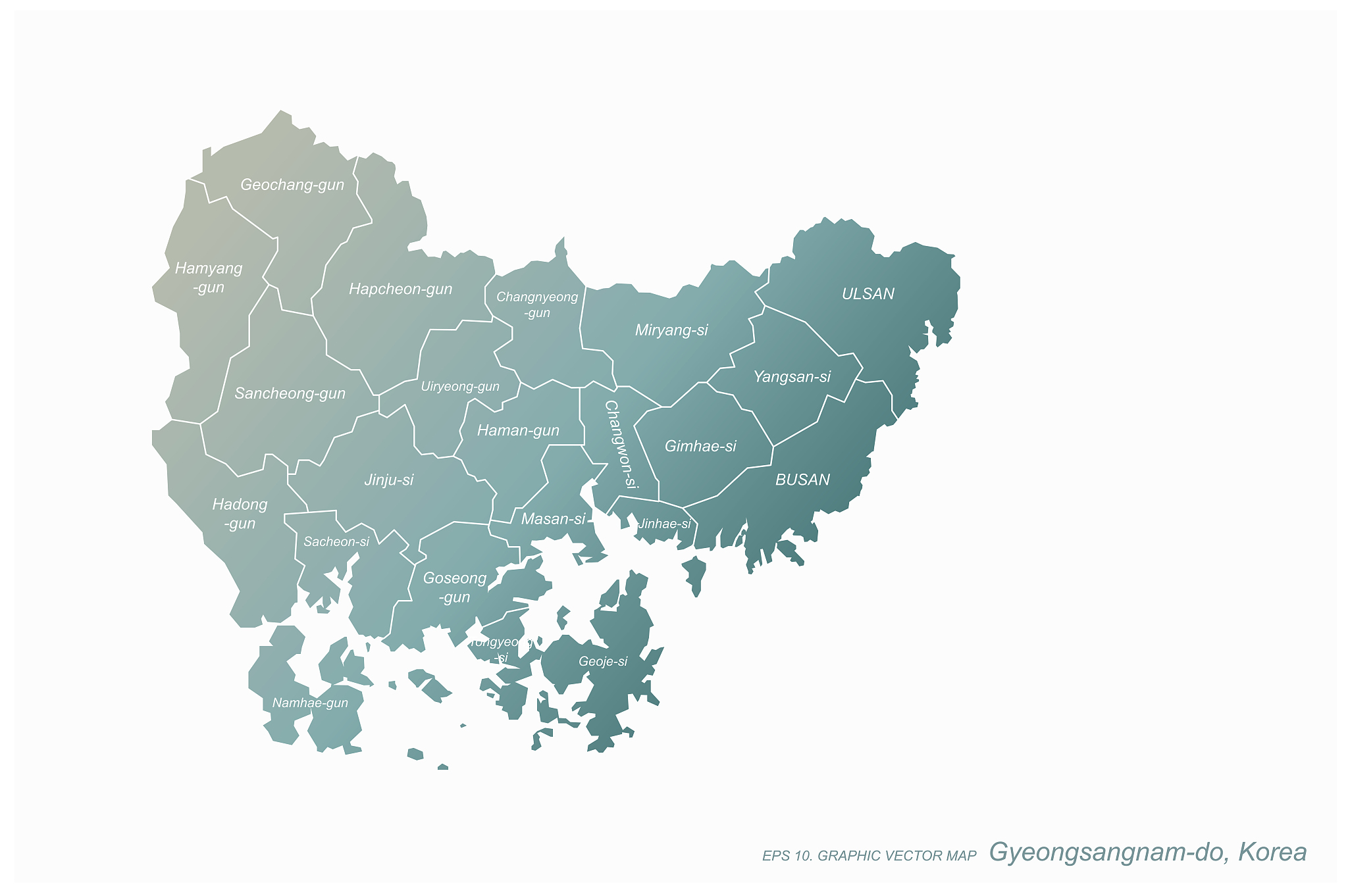 gyeongsang do map. south gyeongsang and north gyeongsang provinc