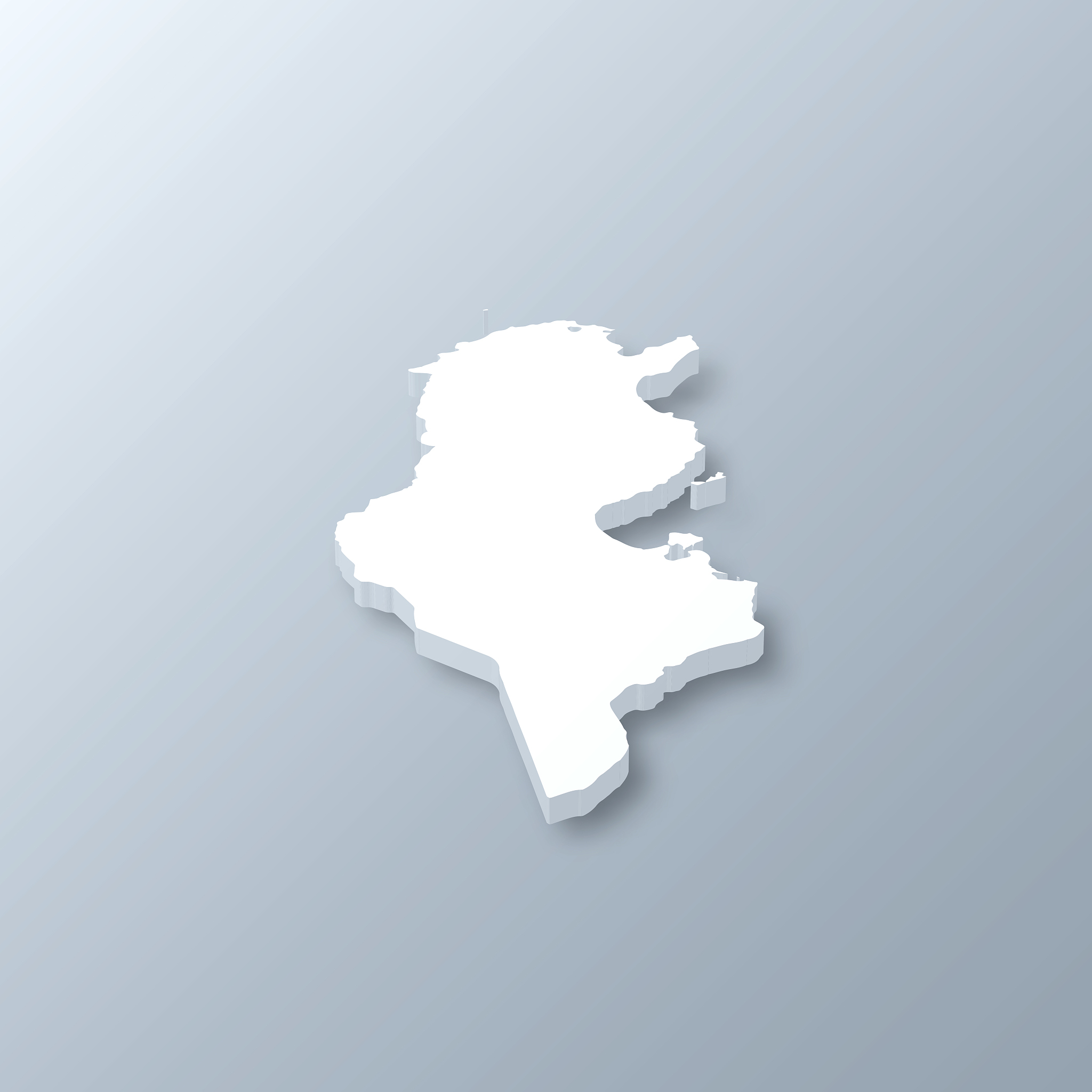 tunisia 3d map on gray background