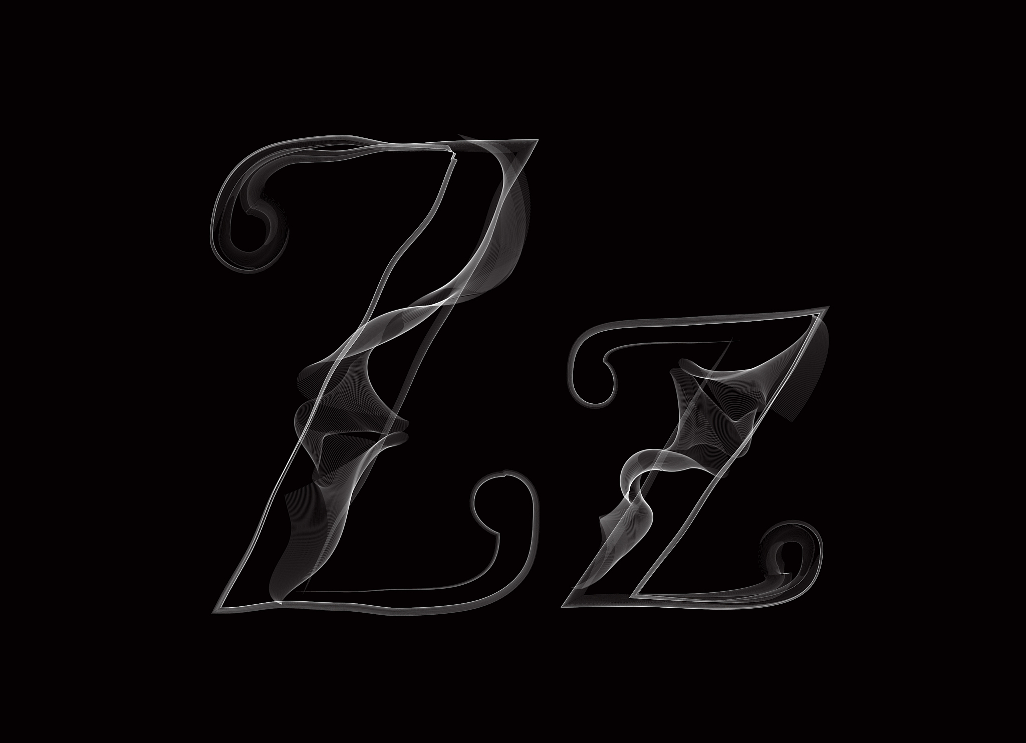 vector smoke or haze letter font type, two letters