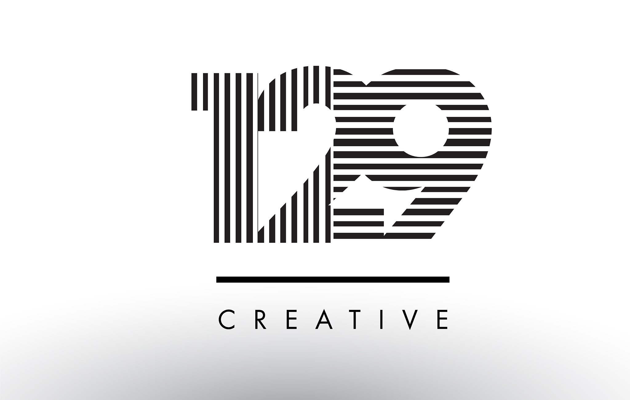 129 black and white lines number logo design