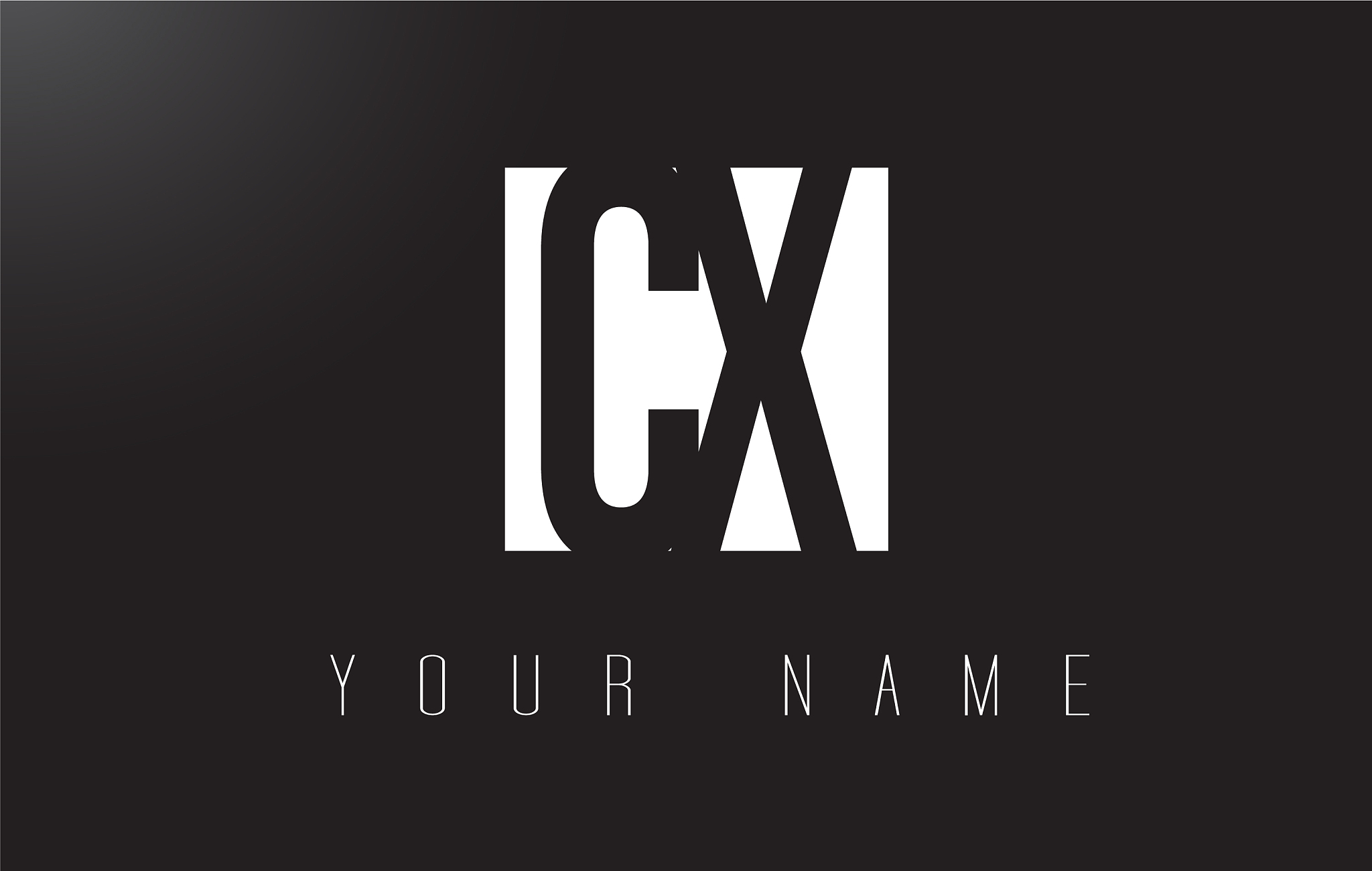 cx letter logo with black and white negative