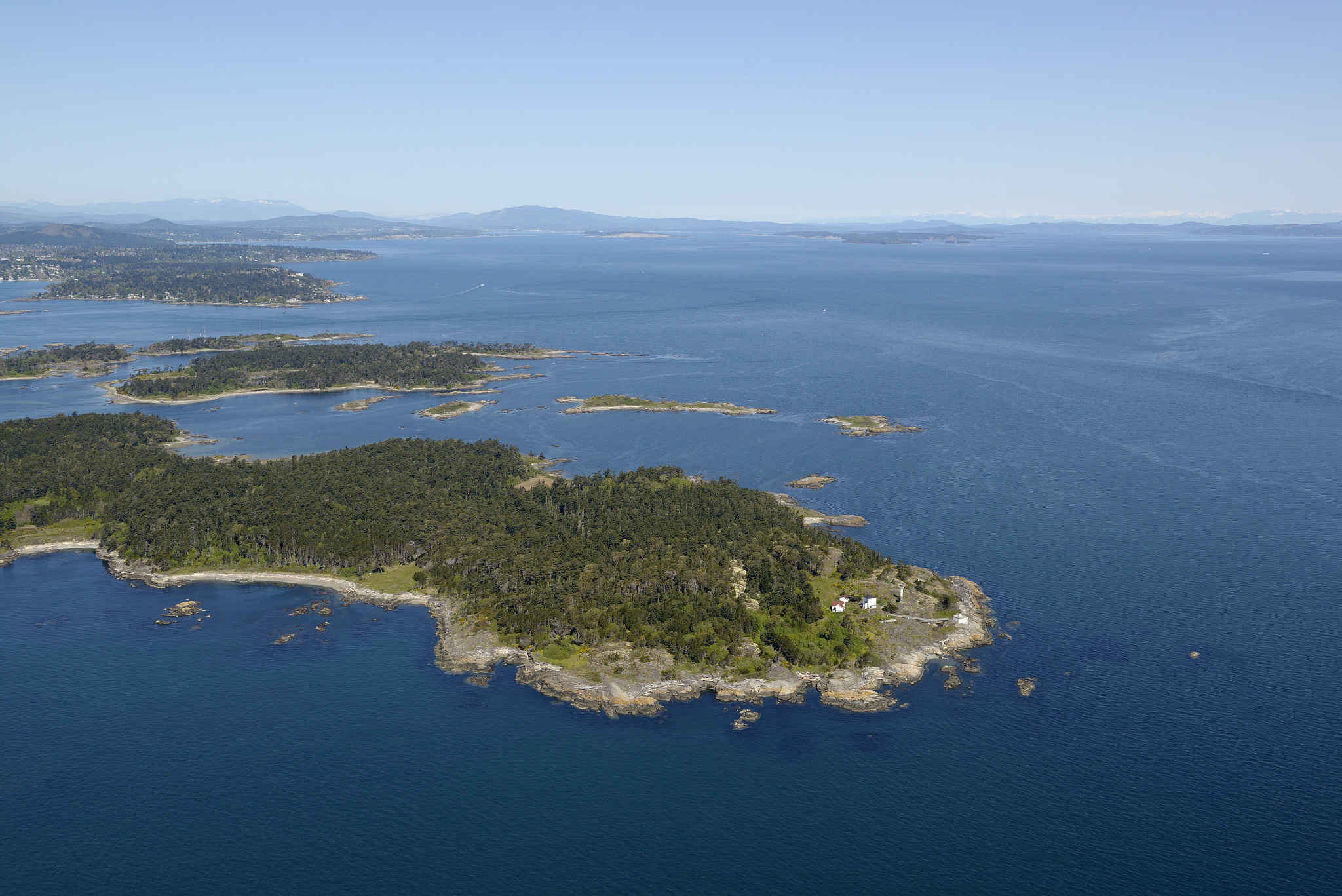 aerial view of discovery island marine provincial park, vancouve