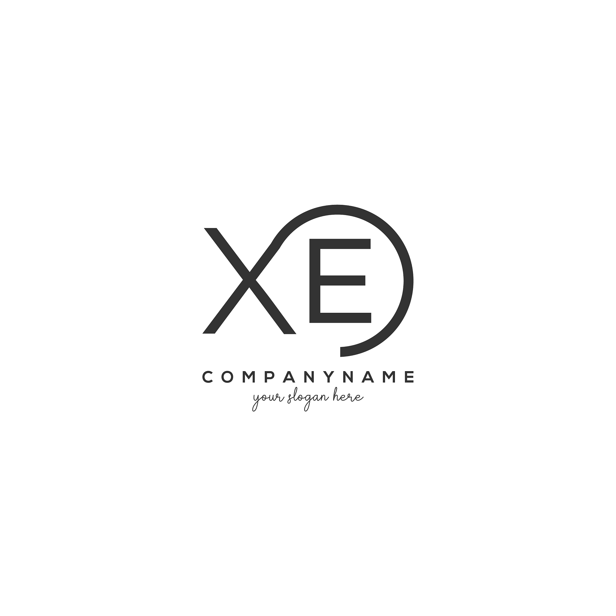 initial xe letter logo with circle template