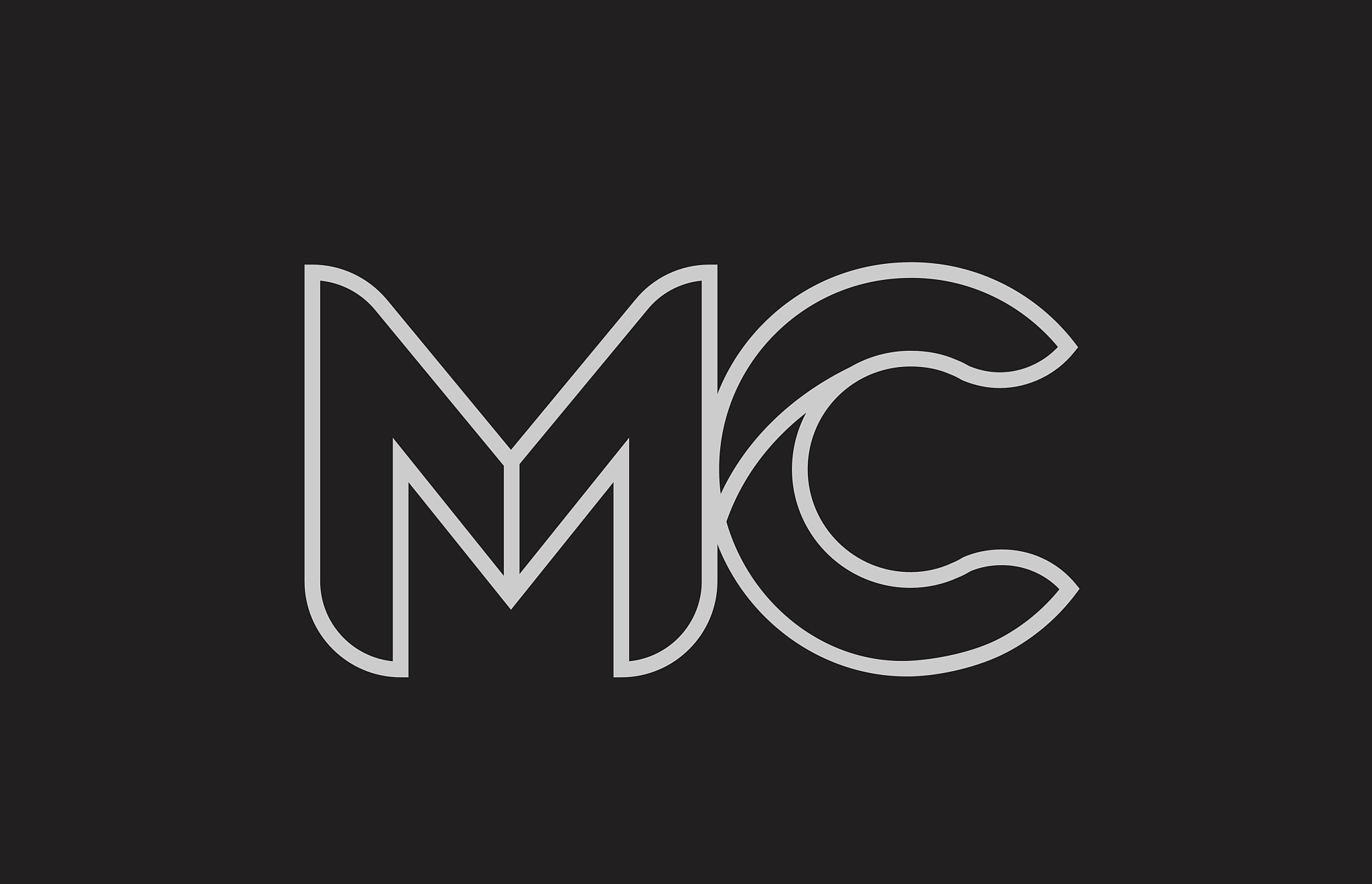 black and white alphabet letter mc m c logo combination