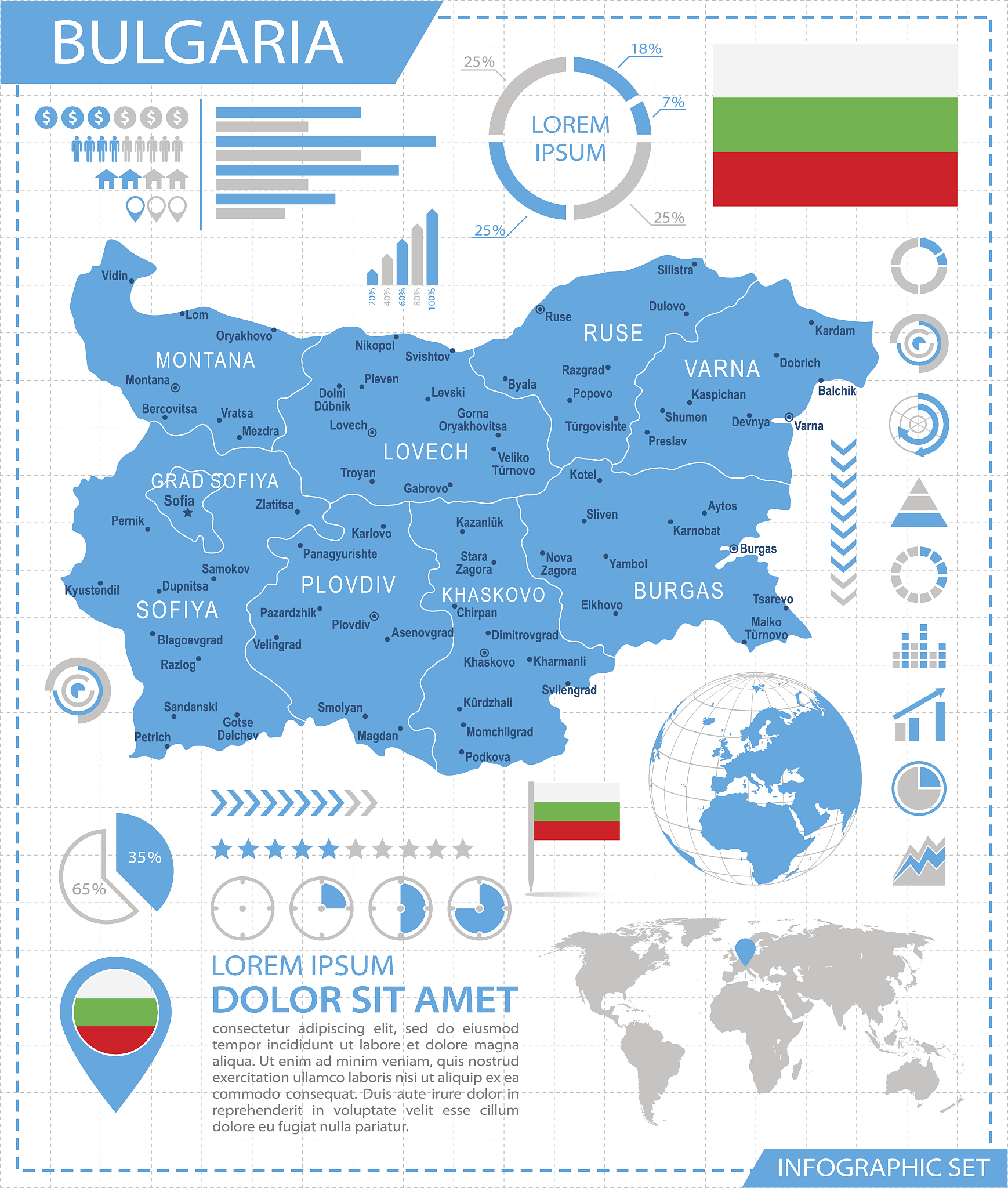 bulgaria - infographic map - illustration