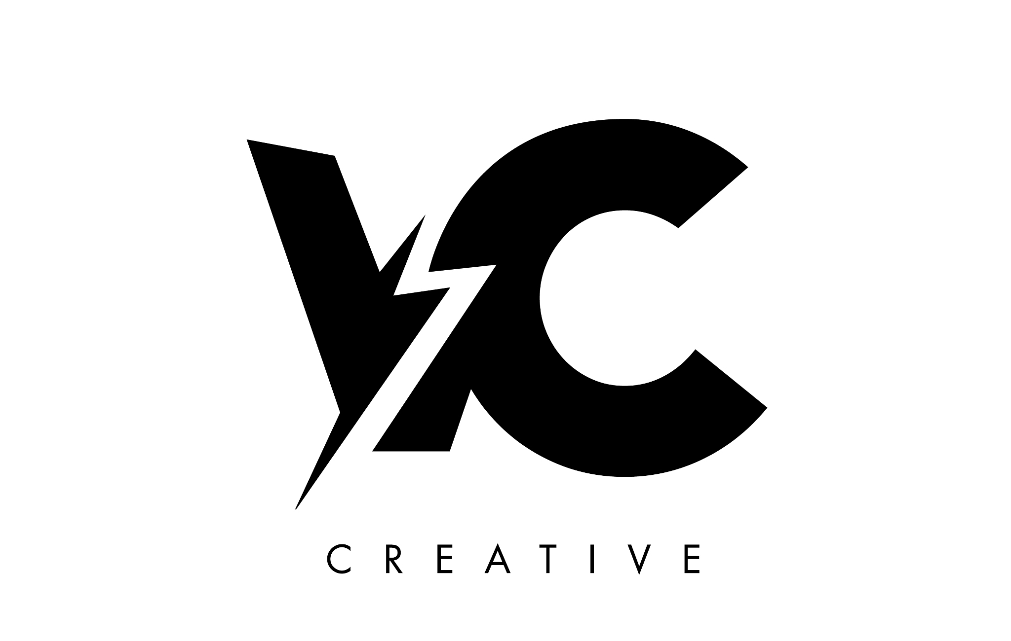 vc letter logo design with lighting thunder bolt