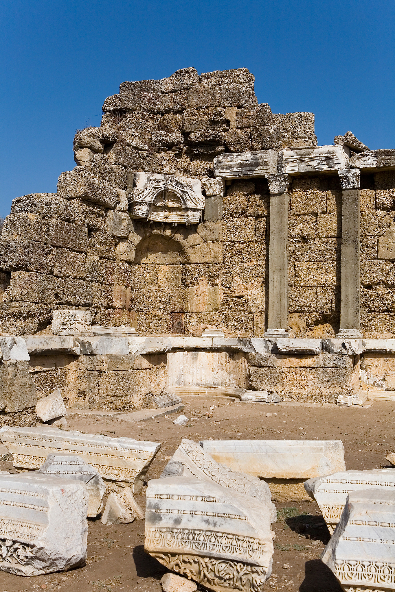 the stone ruins of the ancient city of side.