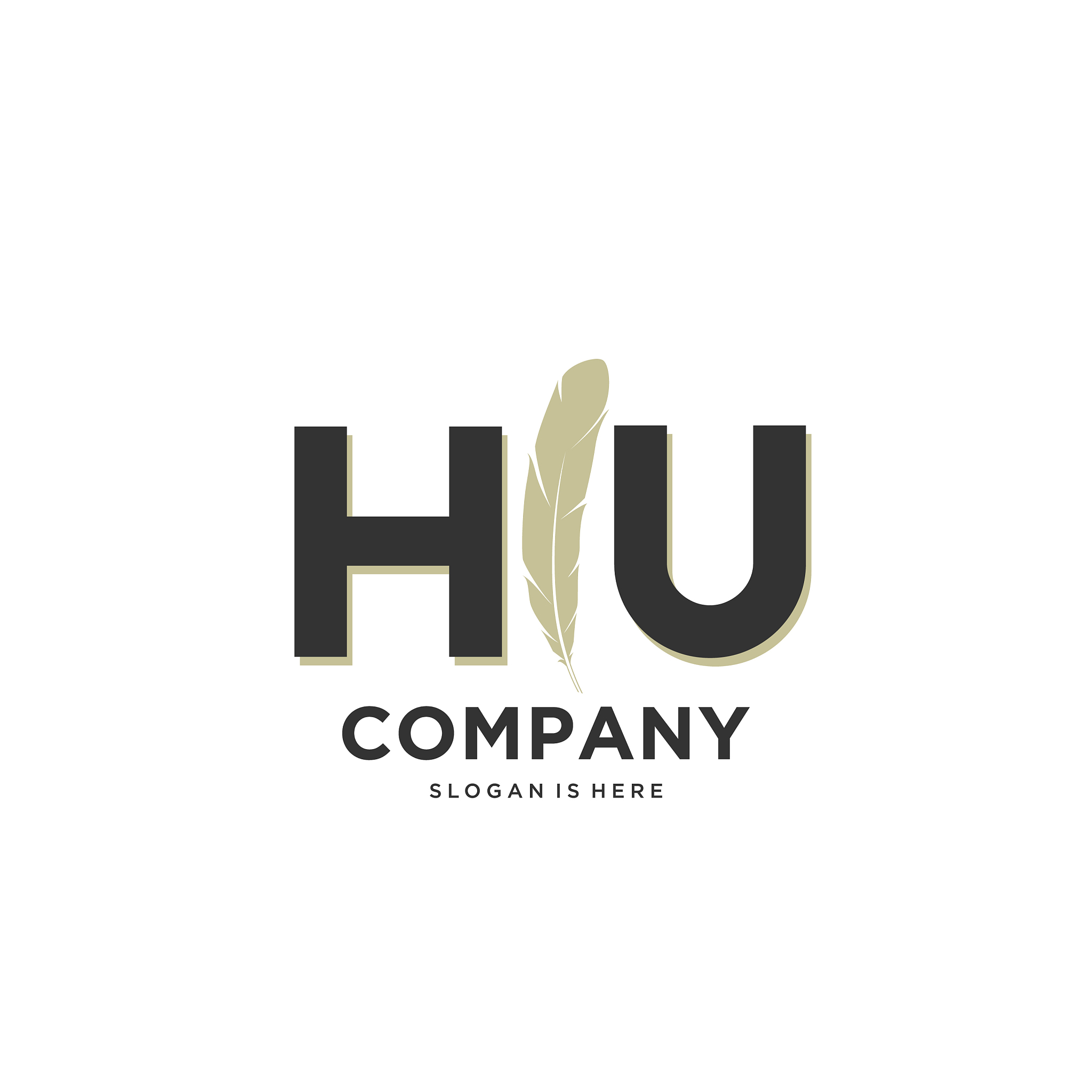 initial hu letter unique attractive creative