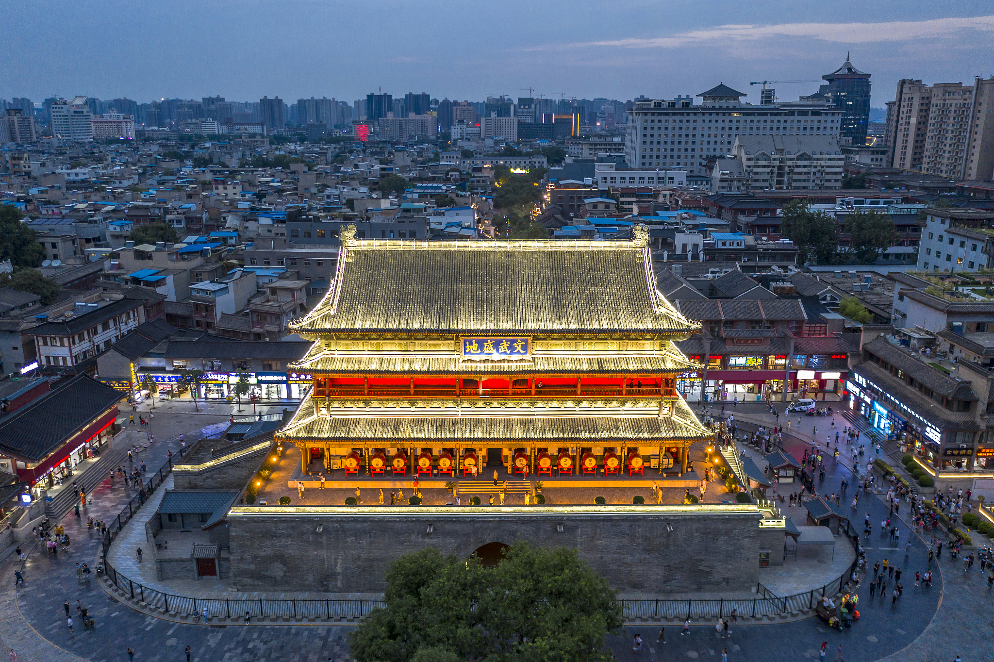 西安 鼓楼 夜景航拍