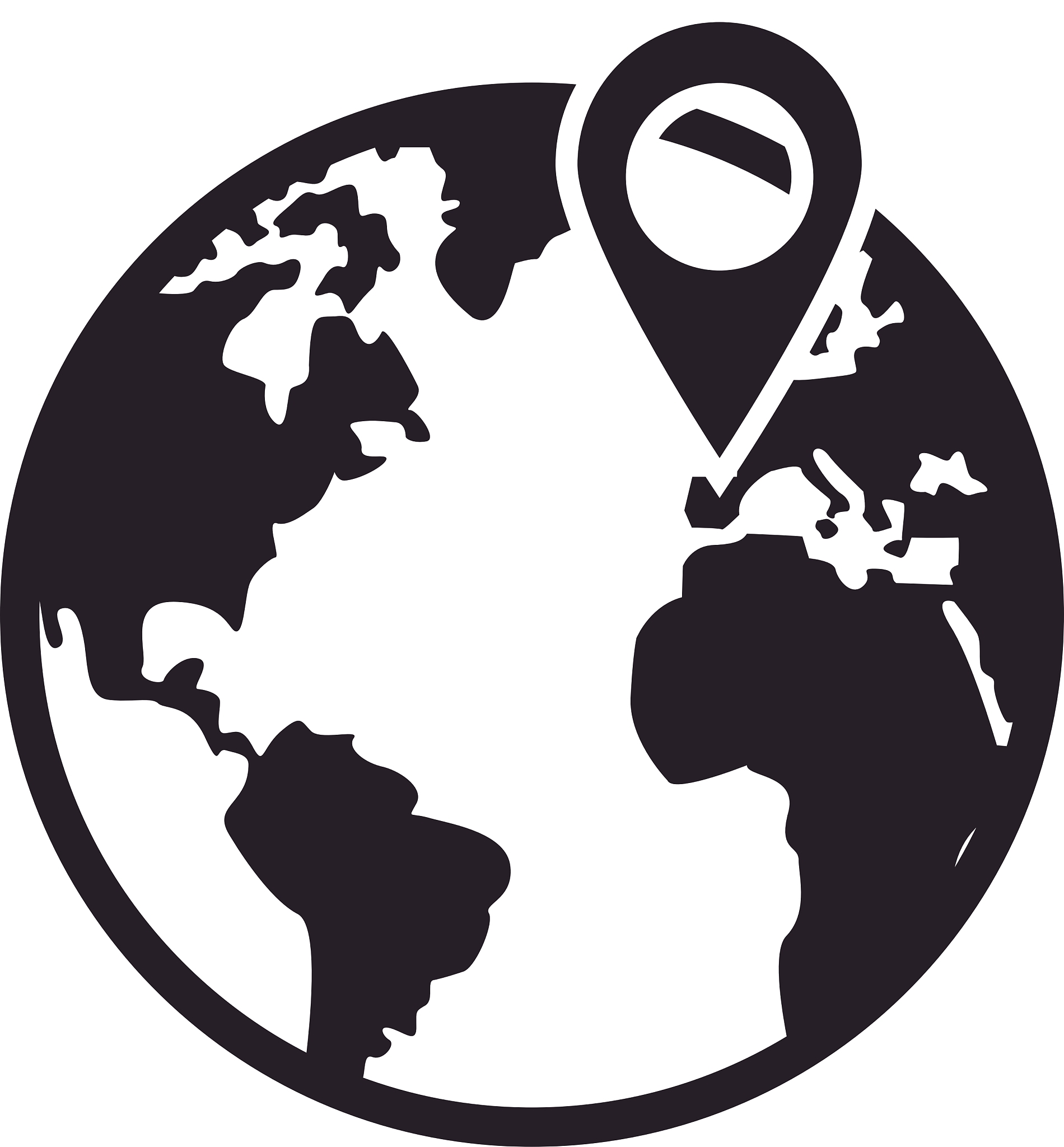 earth globe with gps pin icon