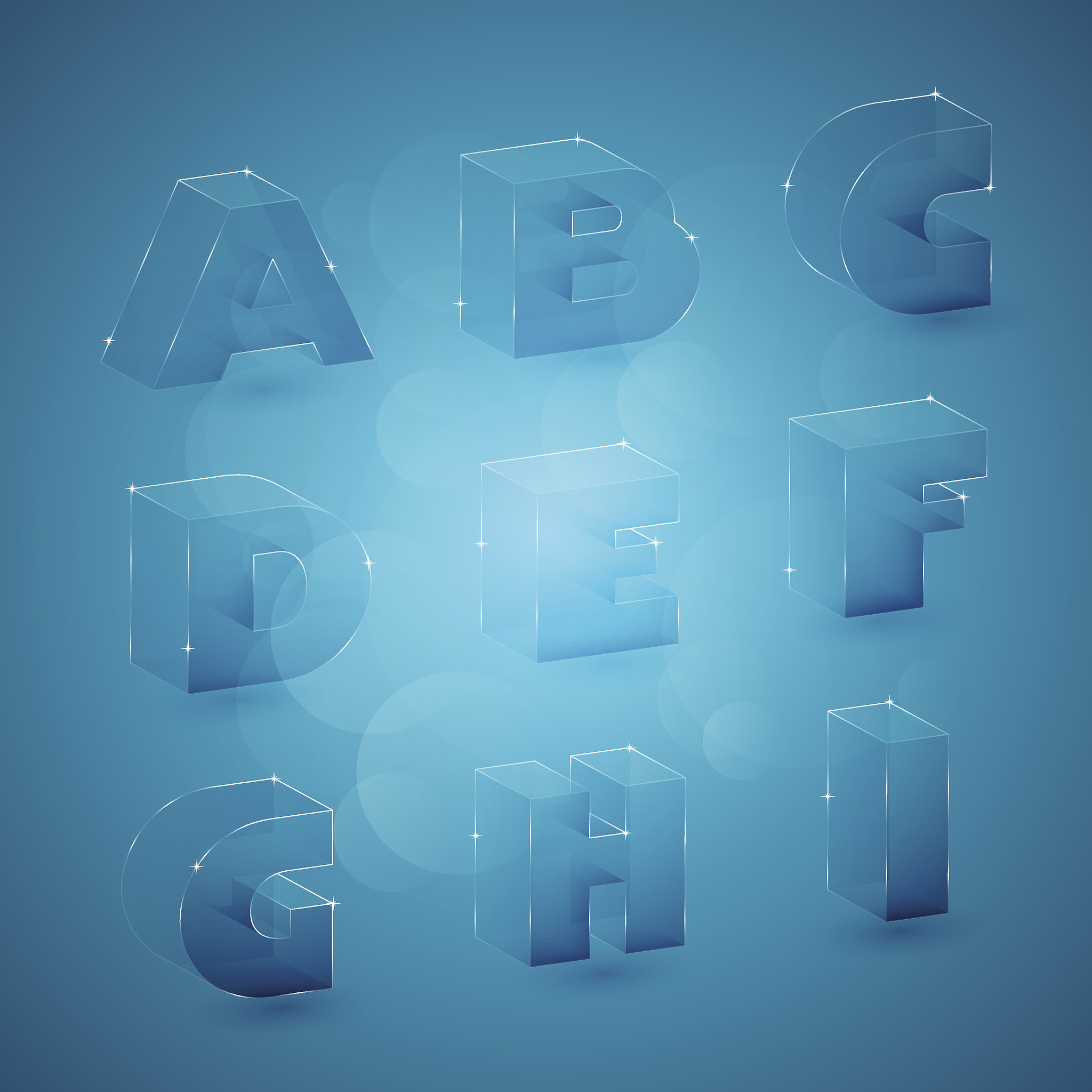 glass 3d letters