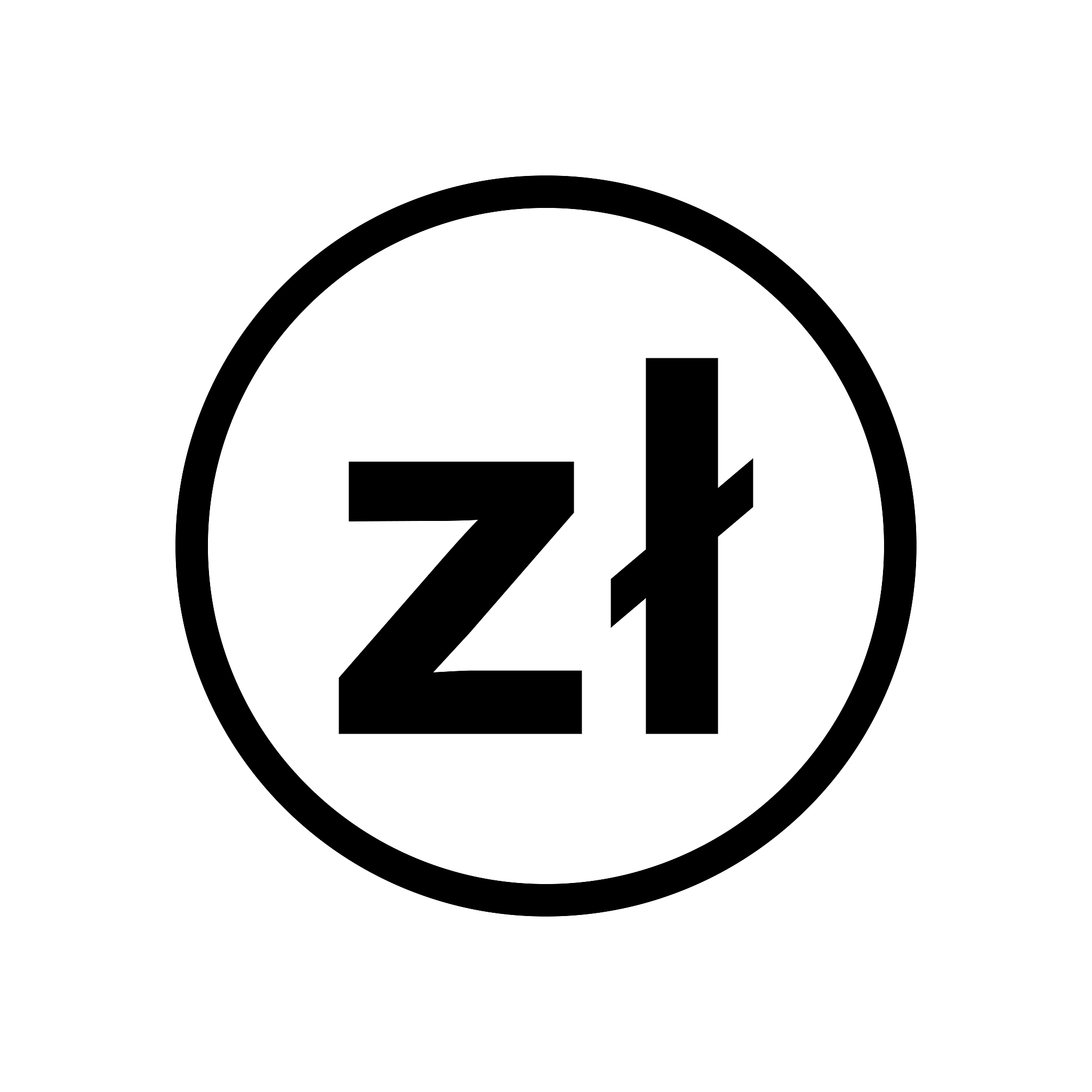 pzloty coin monochrome black and white icon.