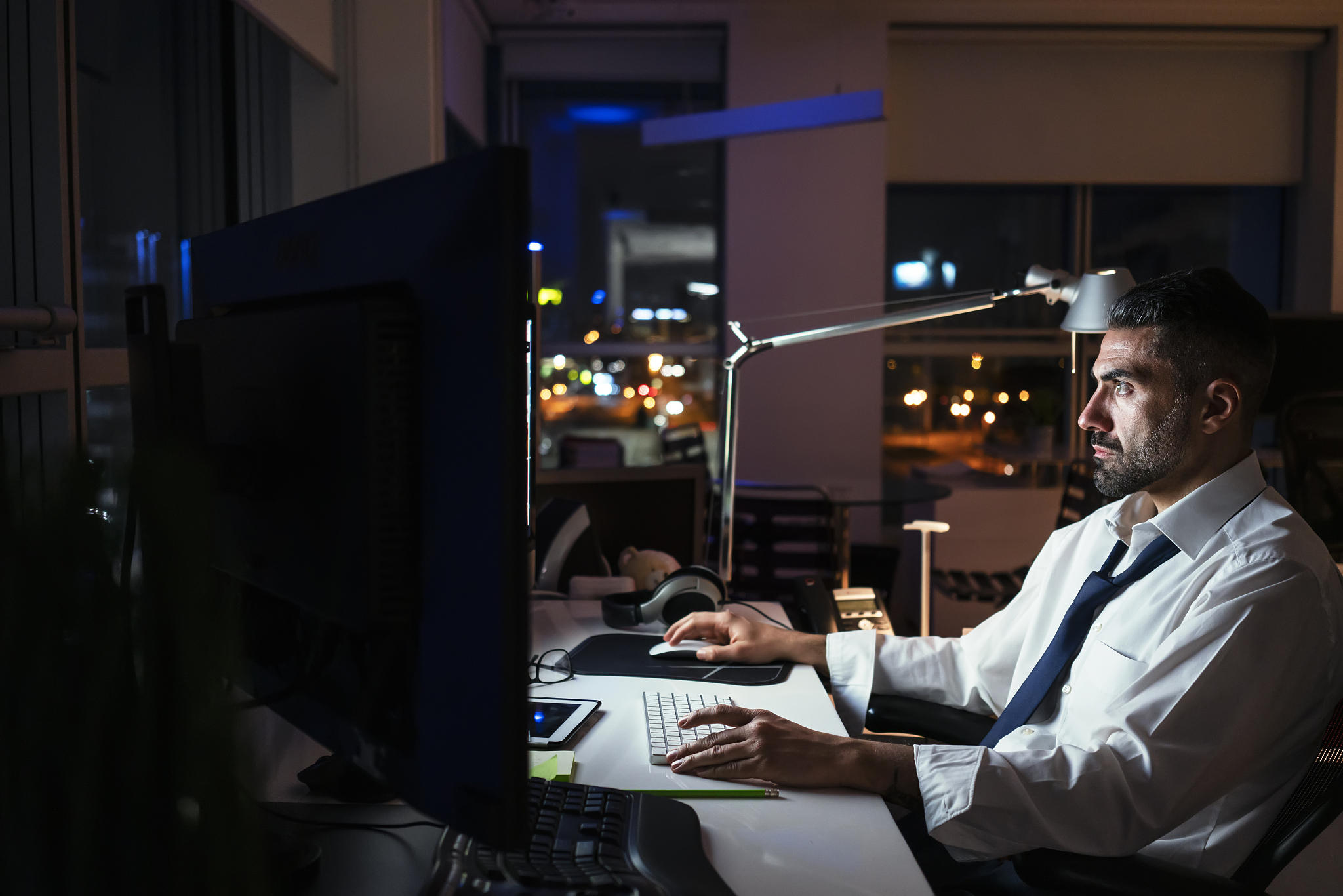working late