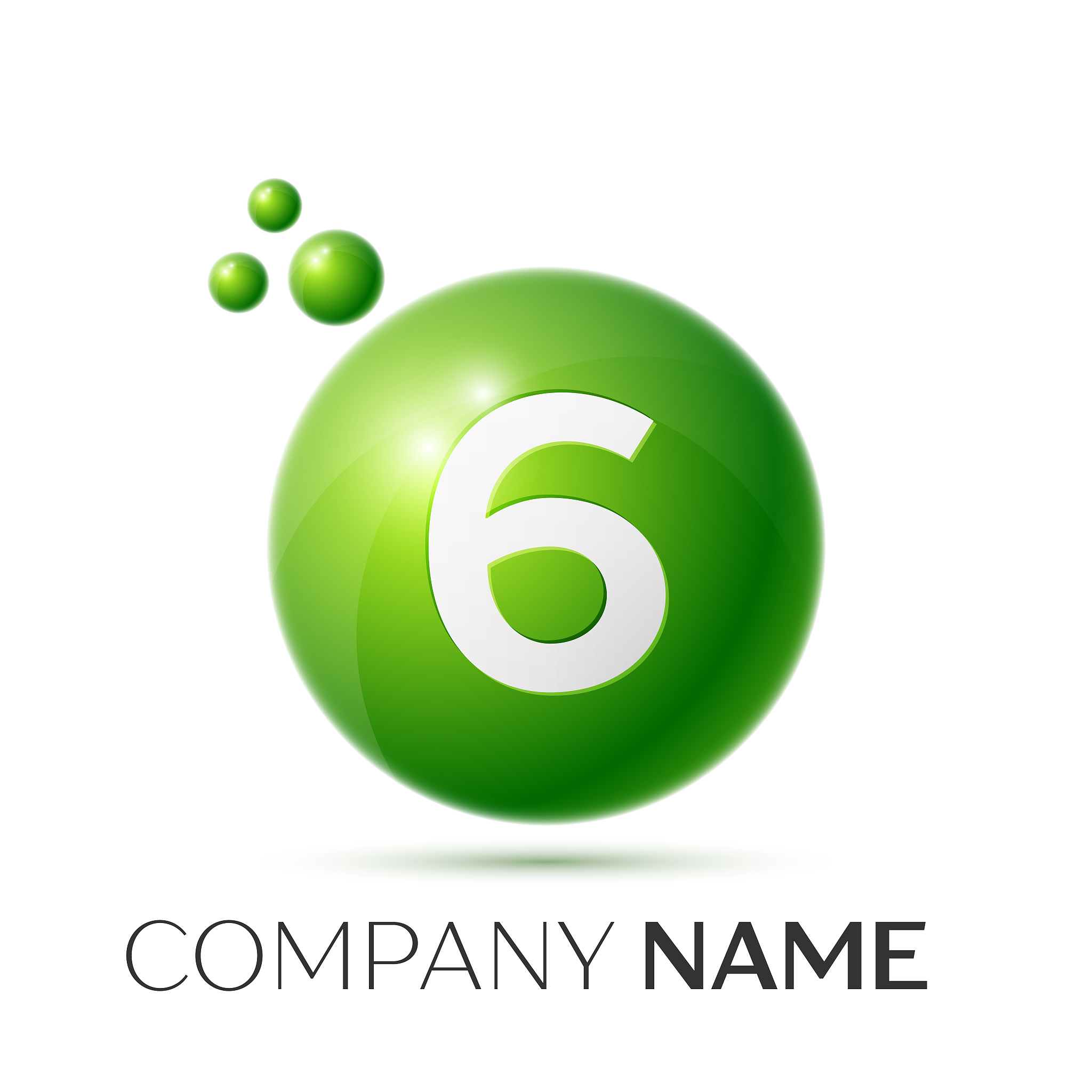 number six splash green dots and bubbles number