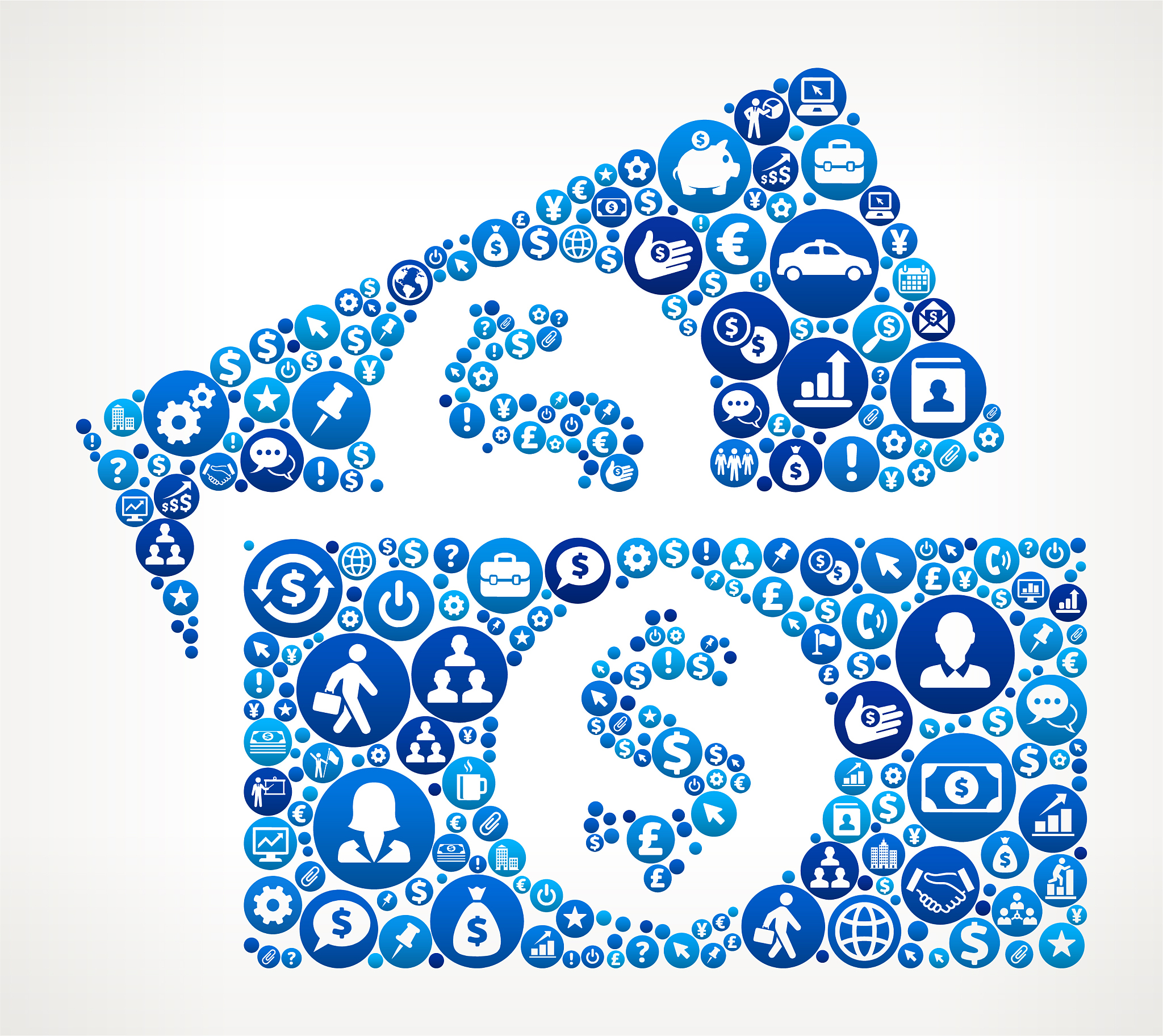 dollar bills business and finance blue icon pattern