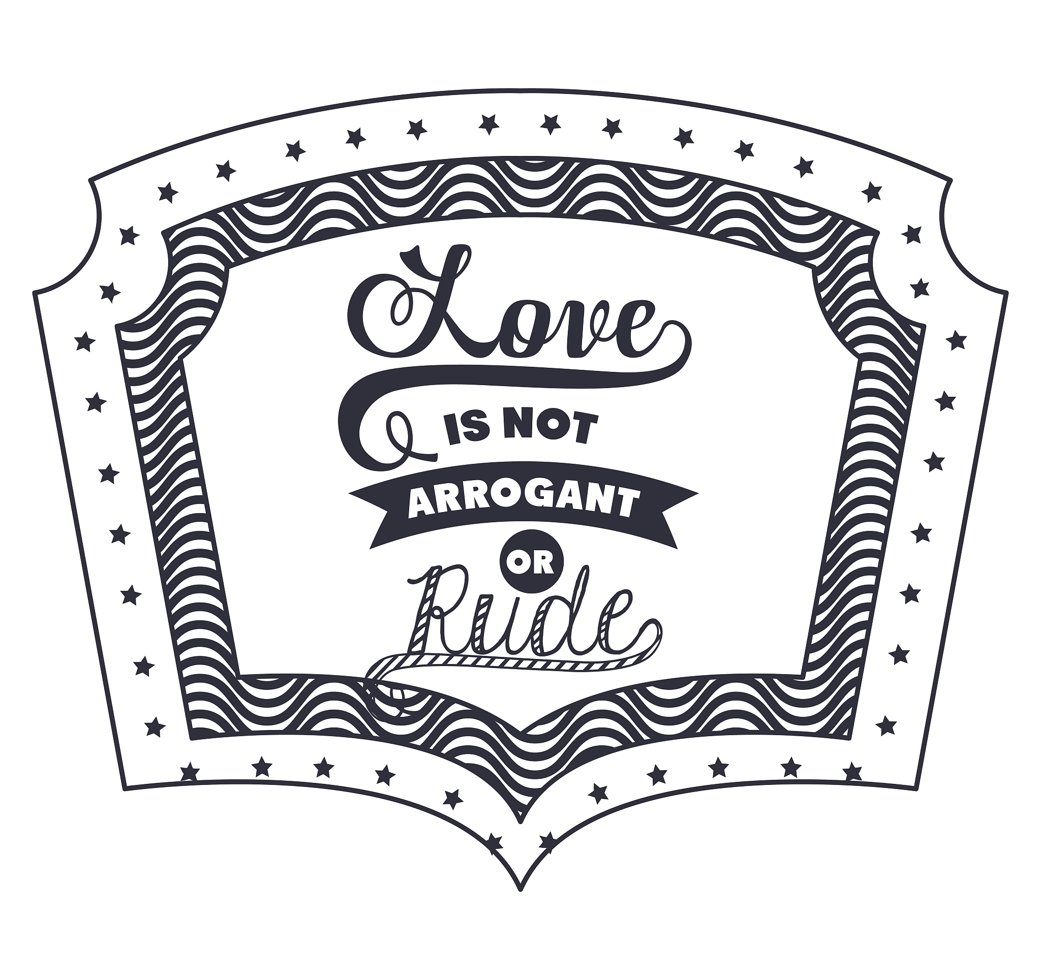 attitude phrase about love inside frame design