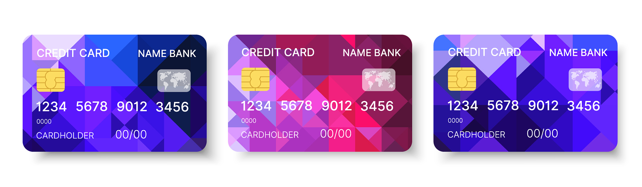 credit cards set multicolor template with